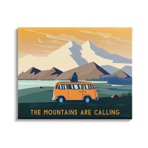 Stupell Industries Mountains Are Calling Bold Orange Van Travel Explore Quote Canvas Wall Art, 20 x 16, Design by Omar Escalante