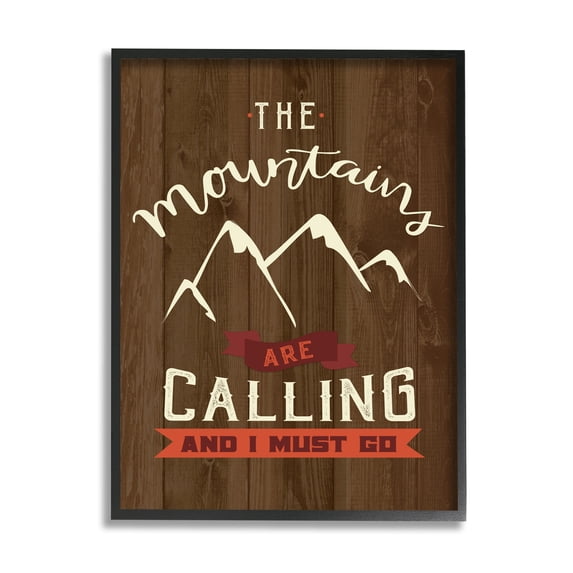 Stupell Industries Mountains Are Calling Must Go Timber Patterned Background,16 x 20, Design by Louise Allen Designs