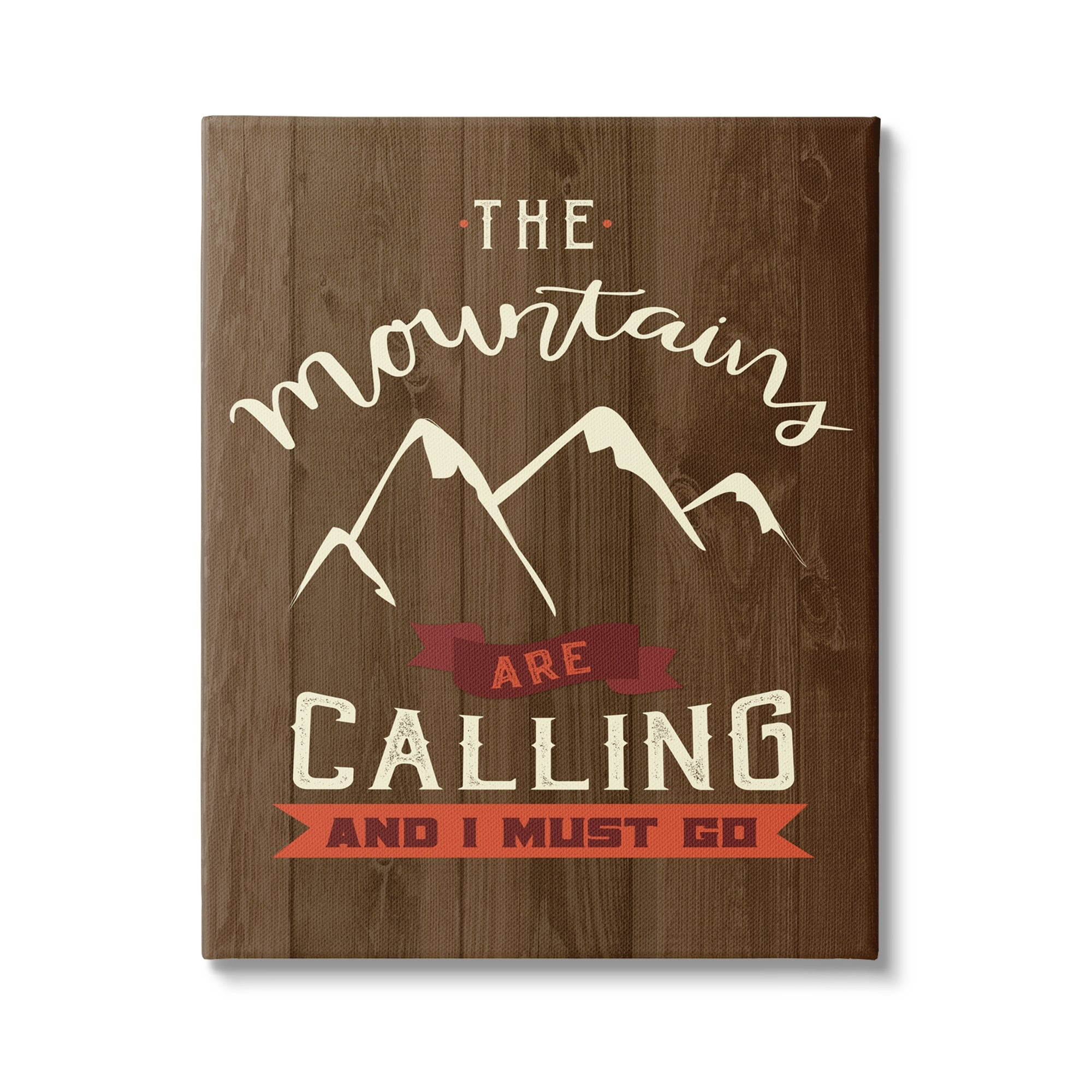 Stupell Industries Mountains Are Calling Must Go Timber Patterned Background,16 x 20, Design by Louise Allen Designs