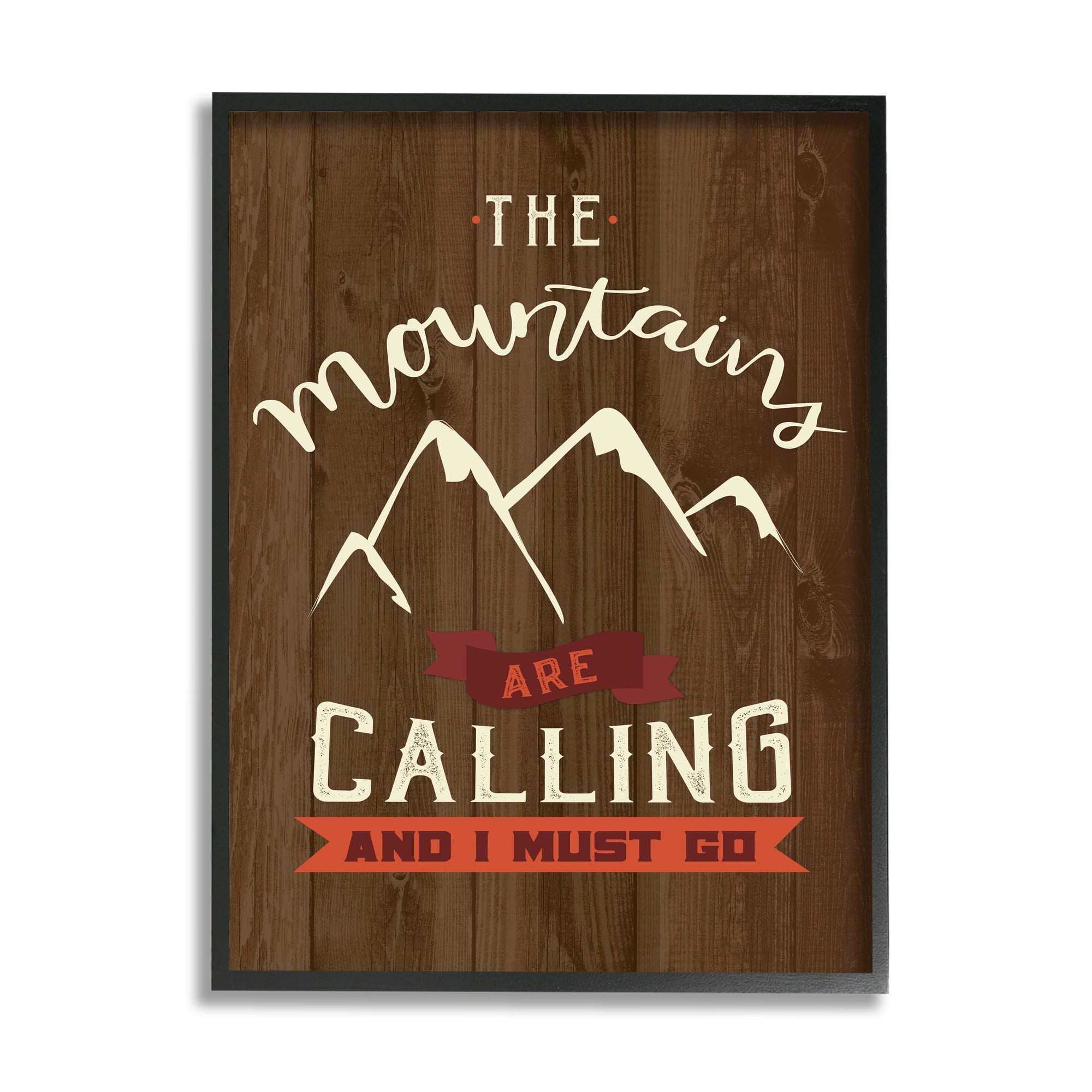Stupell Industries Mountains Are Calling Must Go Timber Patterned Background,24 x 30, Design by Louise Allen Designs