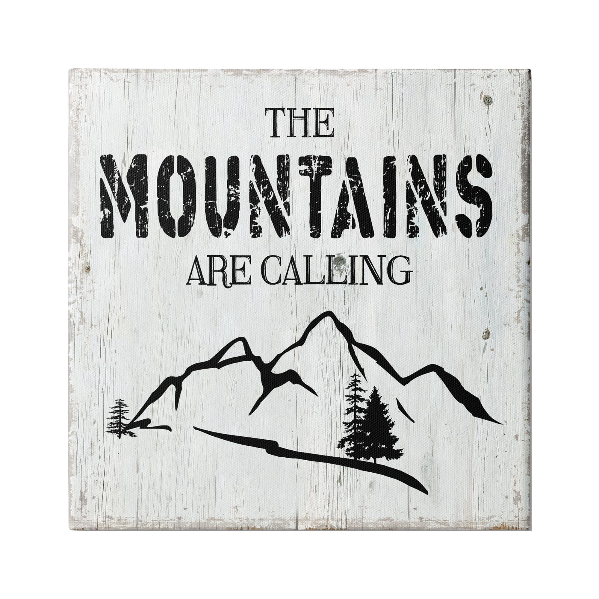 Stupell Industries Mountains Are Calling Rustic Phrase Distressed Plank Pattern, 17 x 17,Design by CAD Designs
