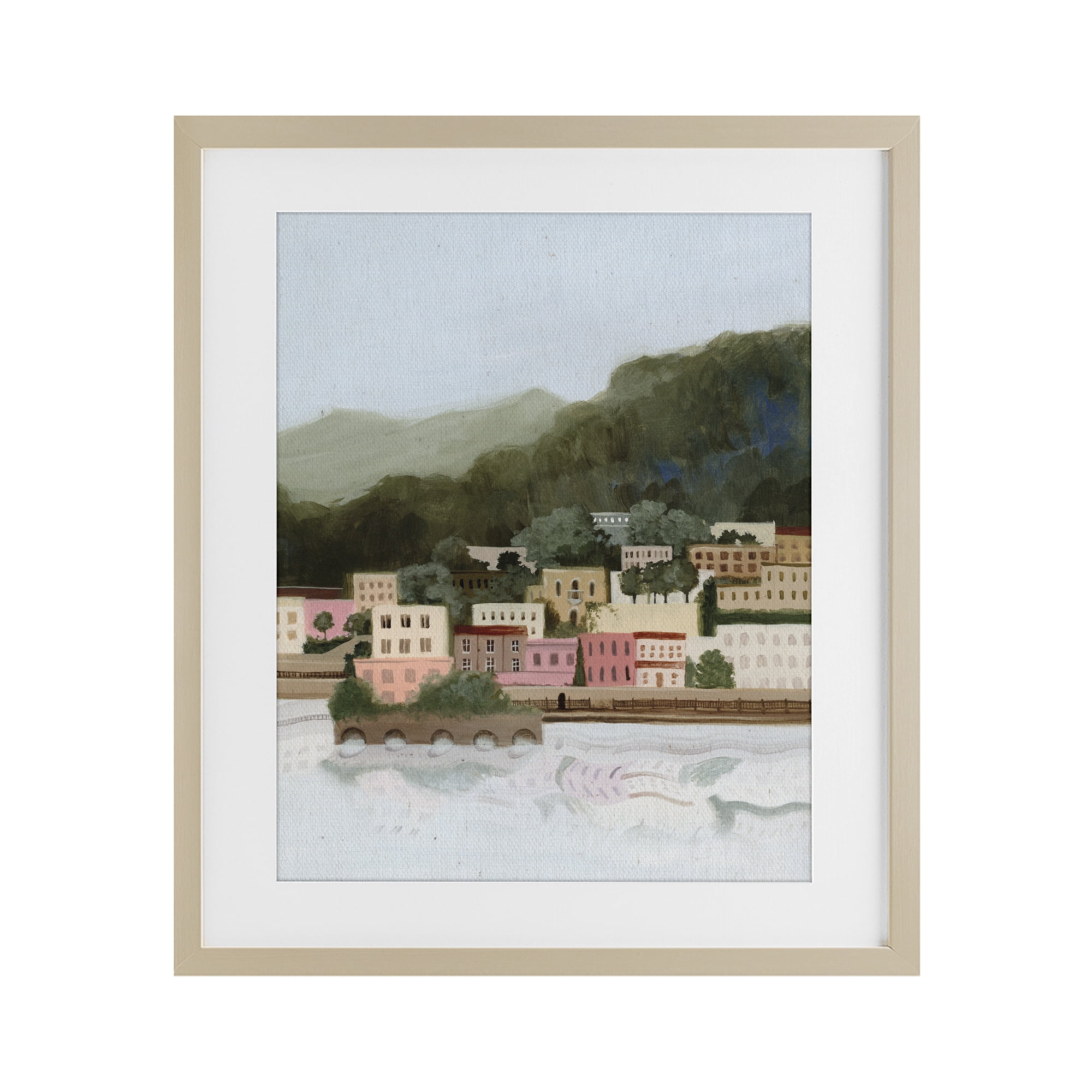 Stupell Industries Mountains By The Sea Birch Framed Print Under Glass, design by Grace Popp