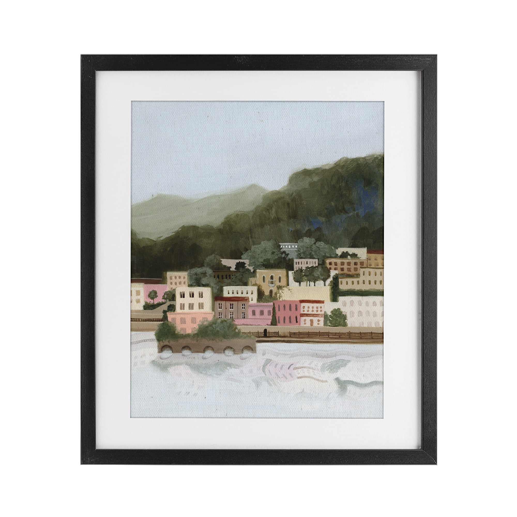 Stupell Industries Mountains By The Sea Black Framed Print Under Glass, design by Grace Popp