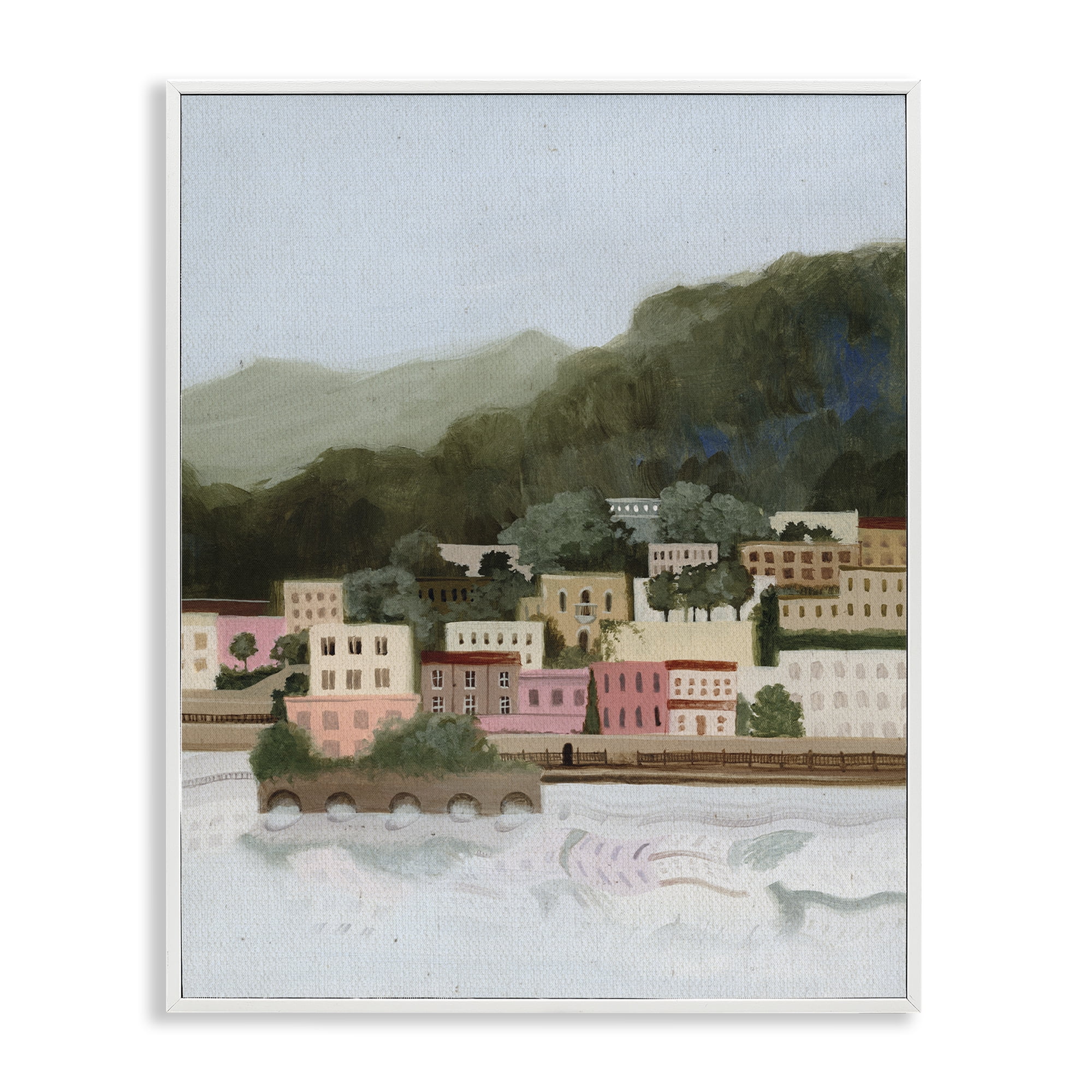 Stupell Industries Mountains By The Sea White Framed Giclee Art, design by Grace Popp