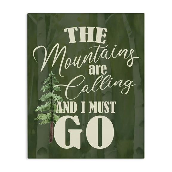 Stupell Industries Mountains Calling Forest Green Canvas Wall Art design by Kim Allen, 20 x 16