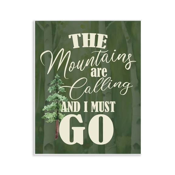 Stupell Industries Mountains Calling Forest Green Wall Plaque Art design by Kim Allen, 14 x 11