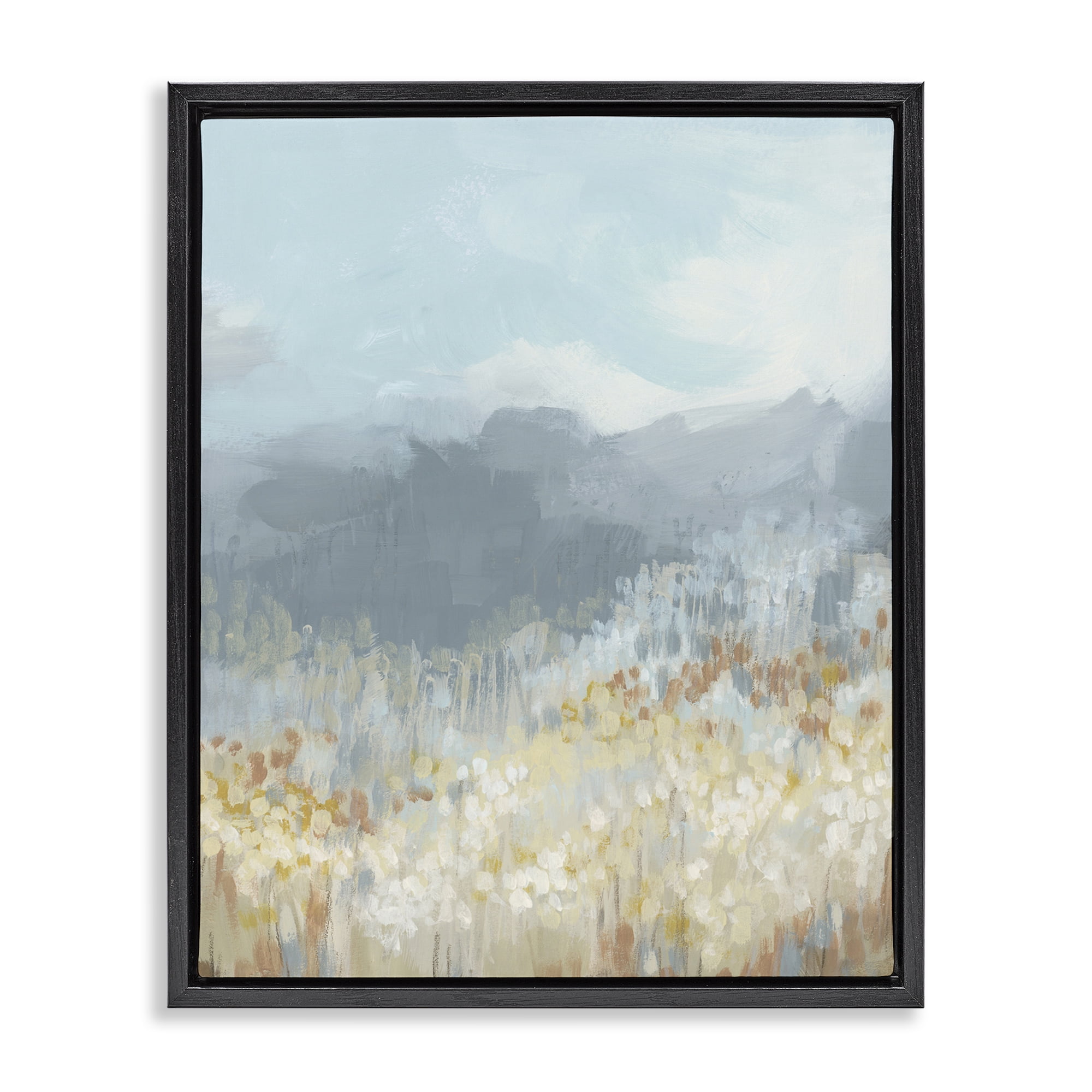 Stupell Industries Mountains & Countryside Landscape Painting Black Floater Framed Art Print Wall Art, 25 x 31