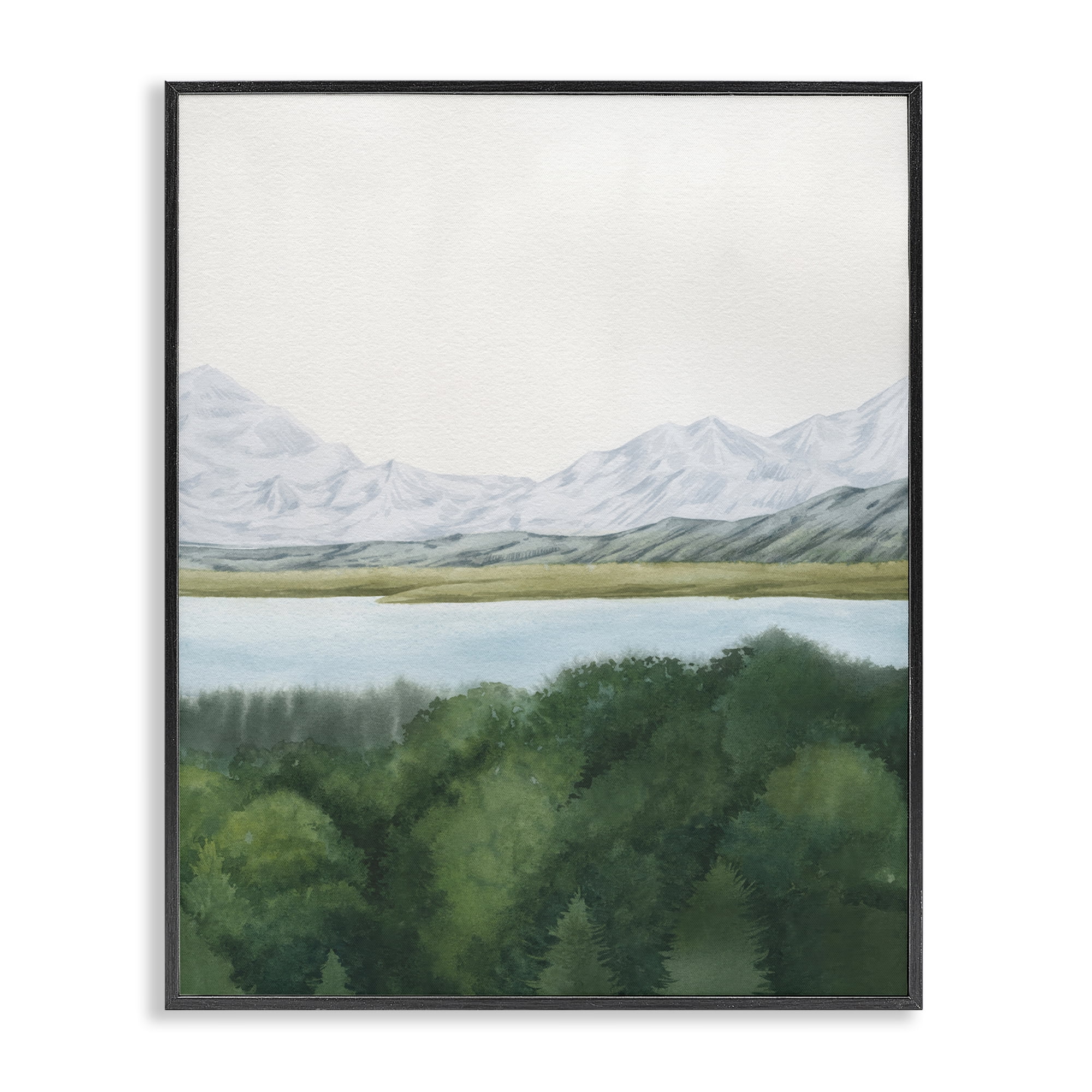 Stupell Industries Mountains & Forest Landscape Landscape & Nature Painting Black Framed Art Print Wall Art, 24 x 30