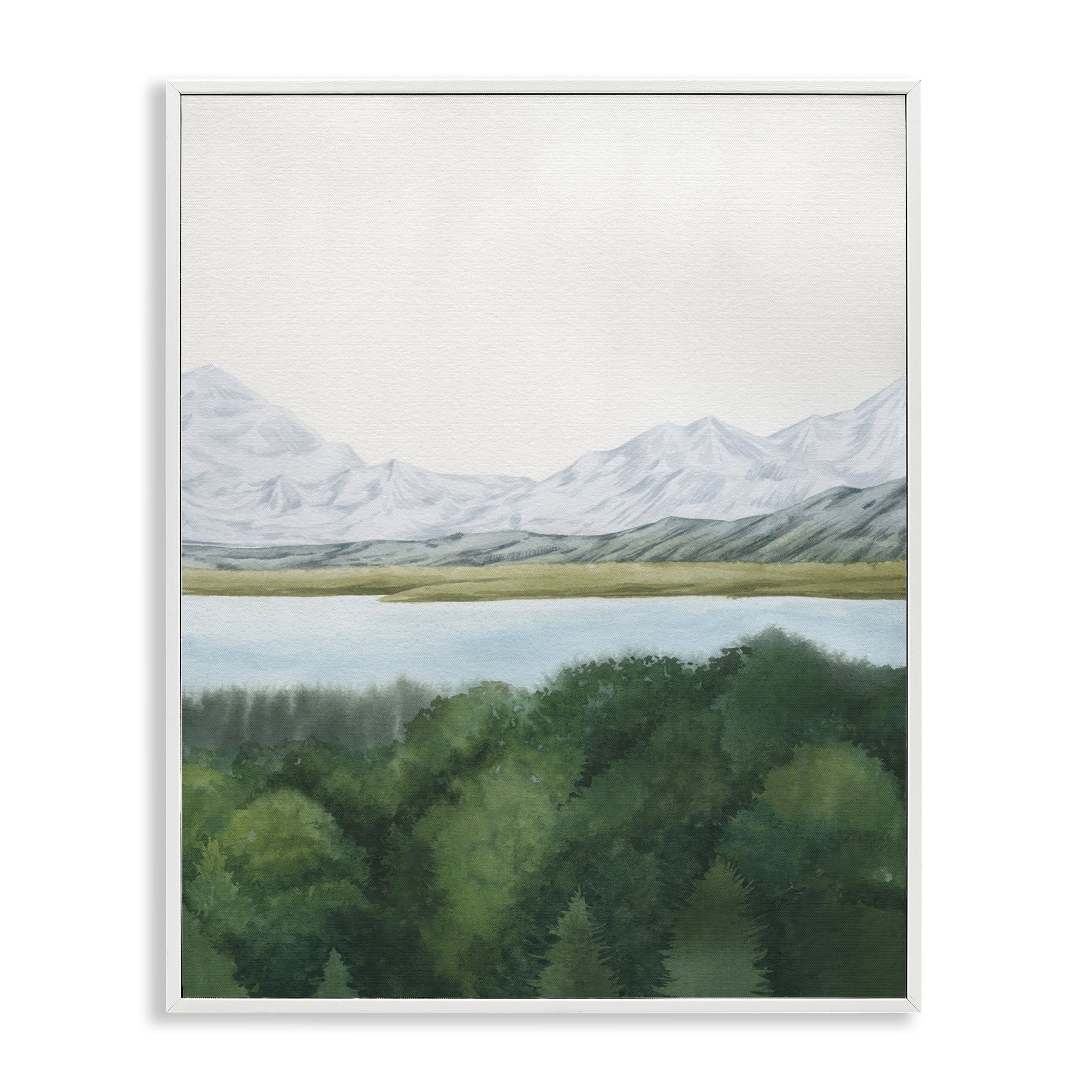 Stupell Industries Mountains & Forest Landscape Landscape & Nature Painting White Framed Art Print Wall Art, 16 x 20