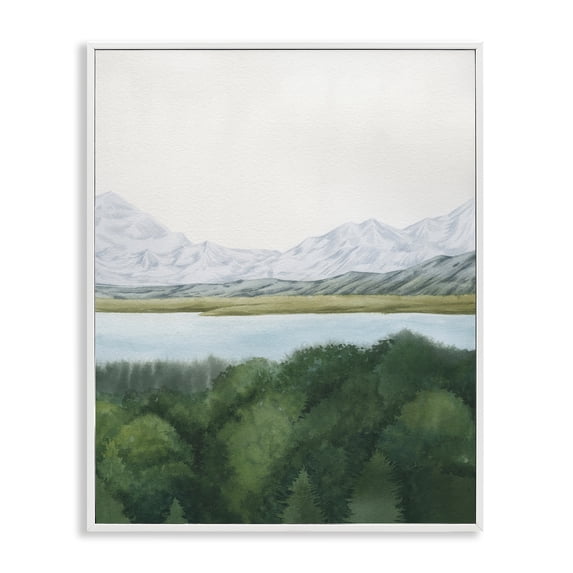 Stupell Industries Transitional Mountains & Forest Landscape White Framed Giclee Art, 24 x 30, by June Erica Vess