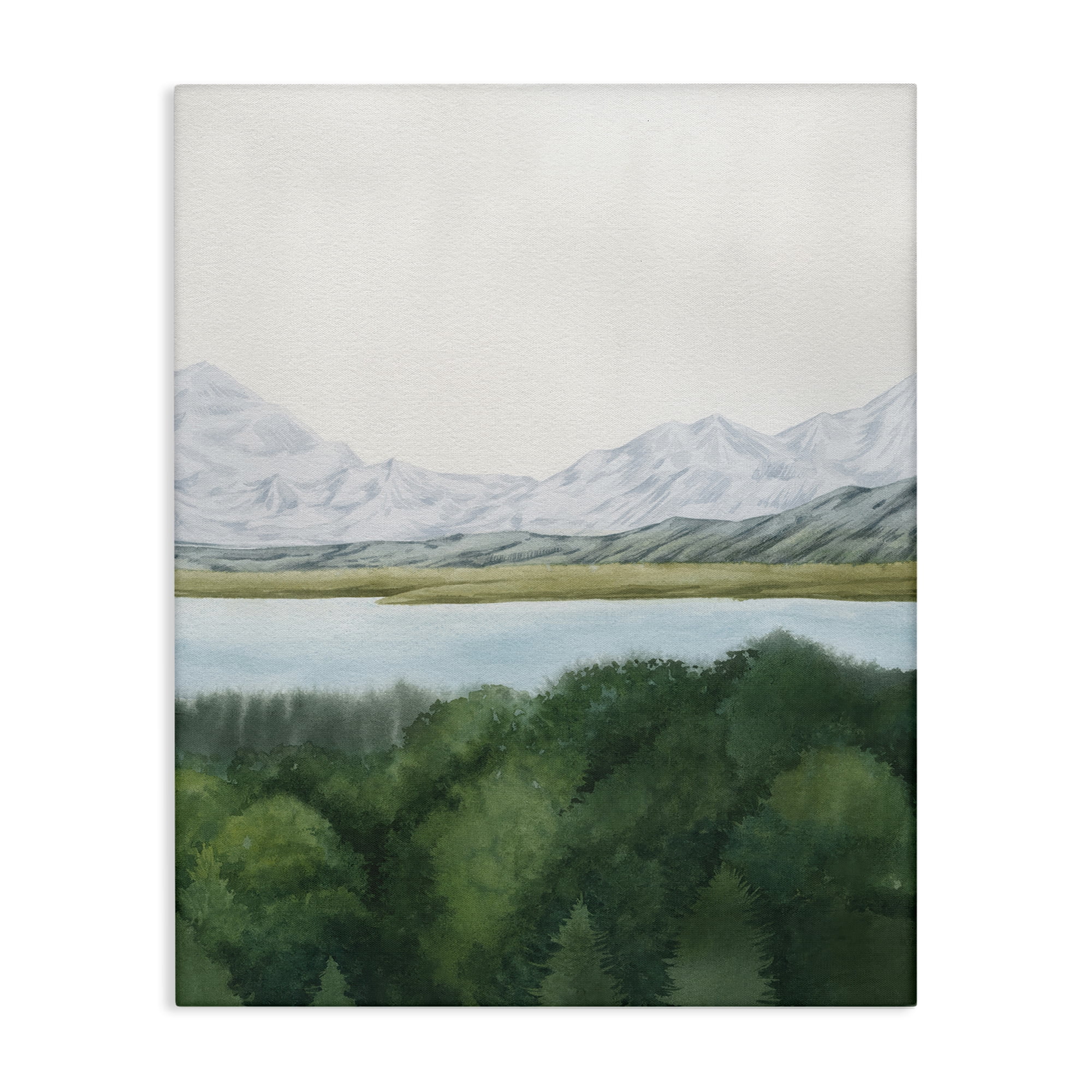 Stupell Industries Mountains & Forest Landscape Landscape & Nature Painting Wrapped Canvas Art Print Wall Art, 36 x 48
