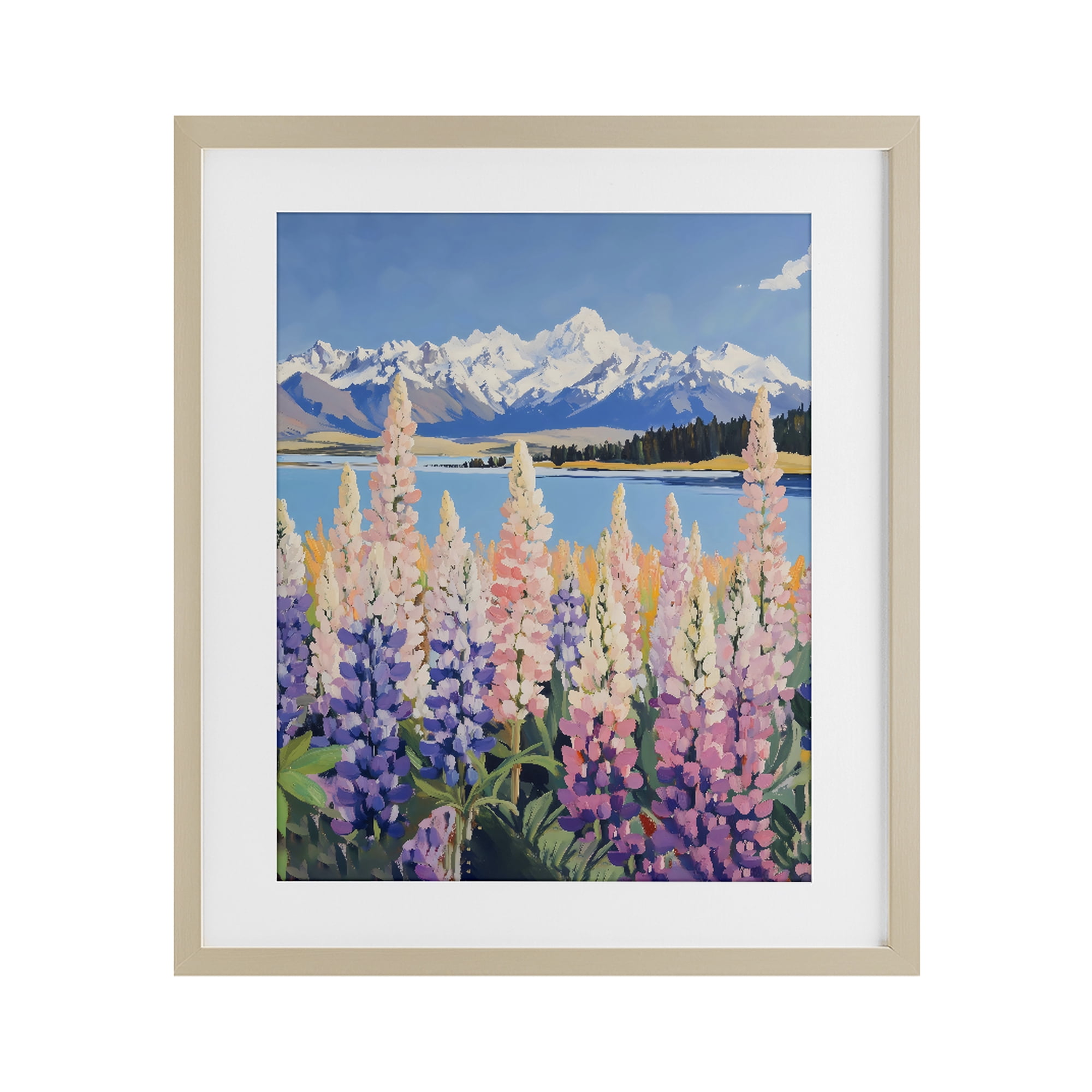 Stupell Industries Mountains & Wildflowers by Lake Birch Framed Print Under Glass, design by The Prints Vibe
