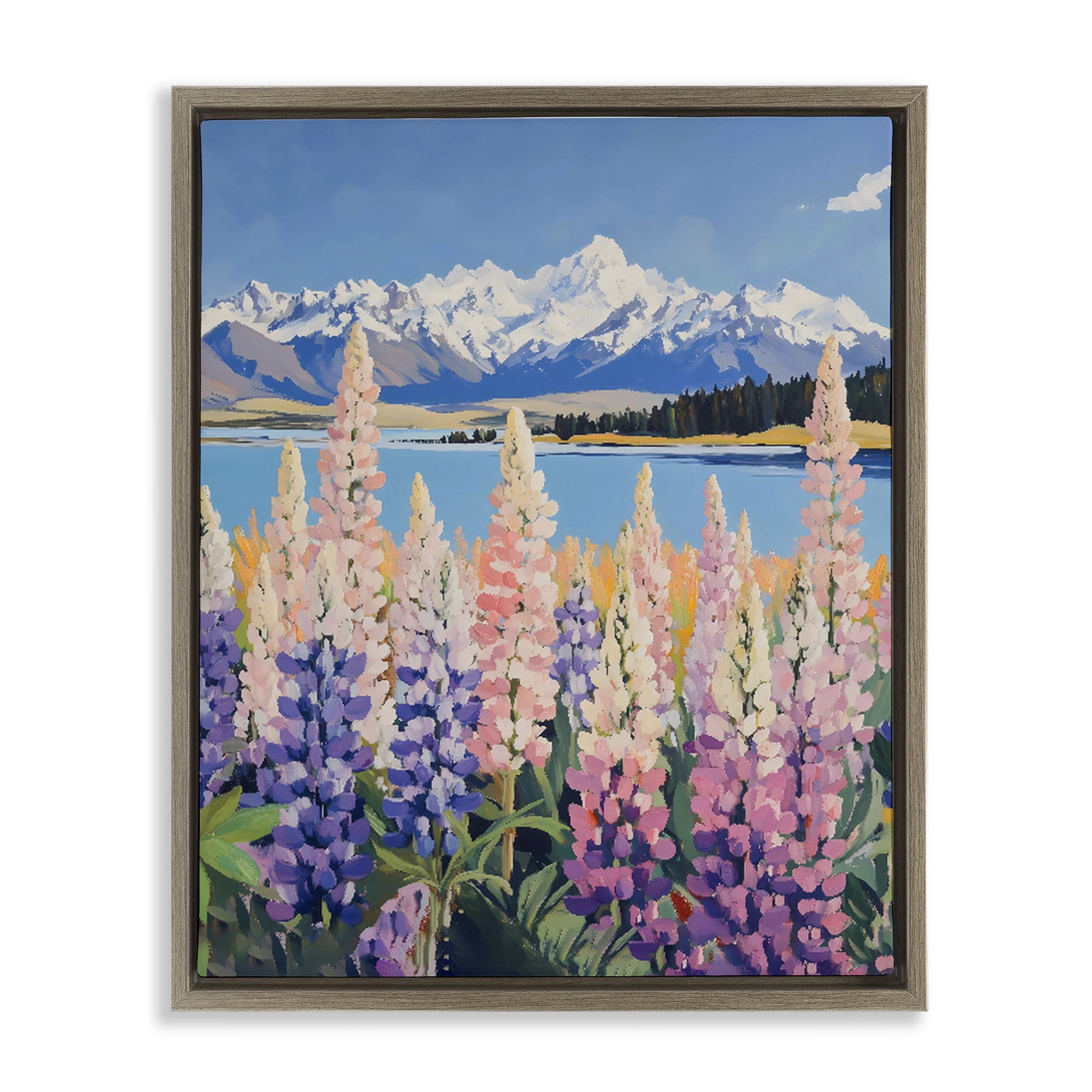 Stupell Industries Mountains & Wildflowers by Lake Brown Framed Floater Canvas Wall Art, design by The Prints Vibe