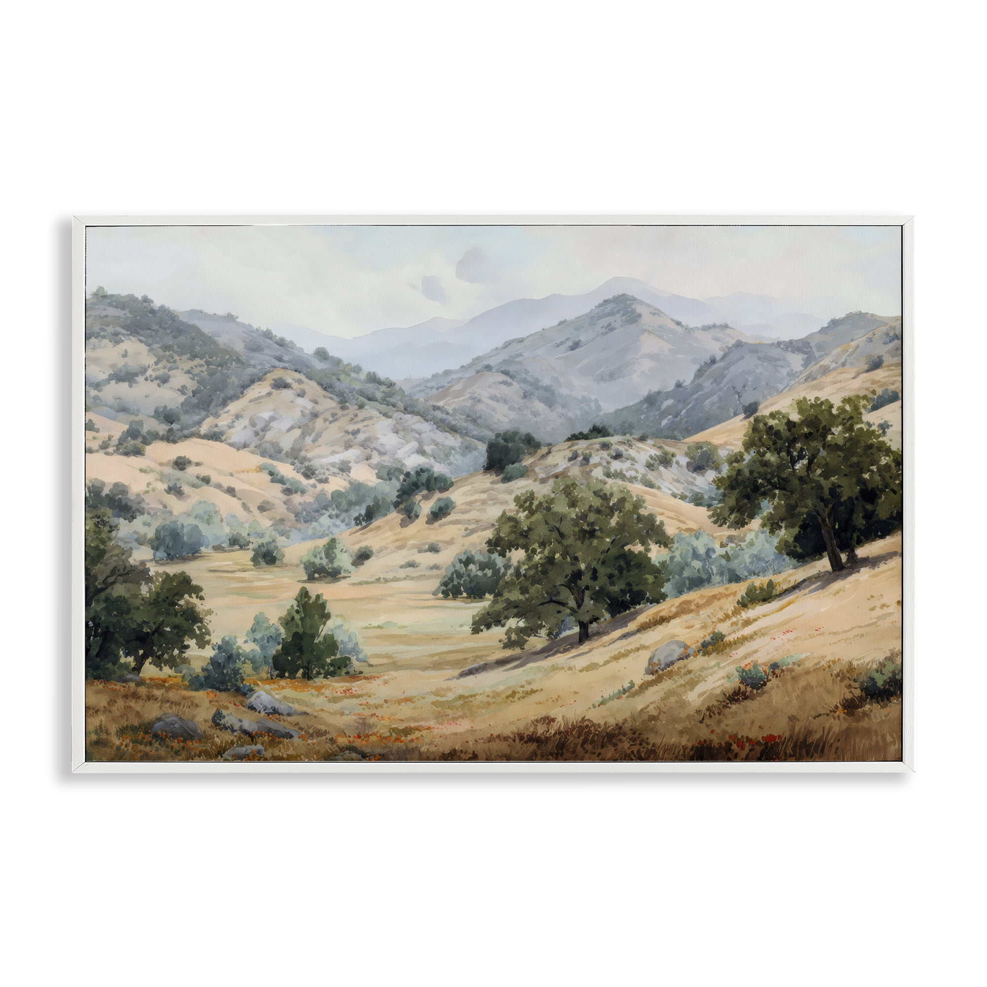 Stupell Industries Mountains and Trees Valley View White Framed Giclee Art, design by Petal Prints Design