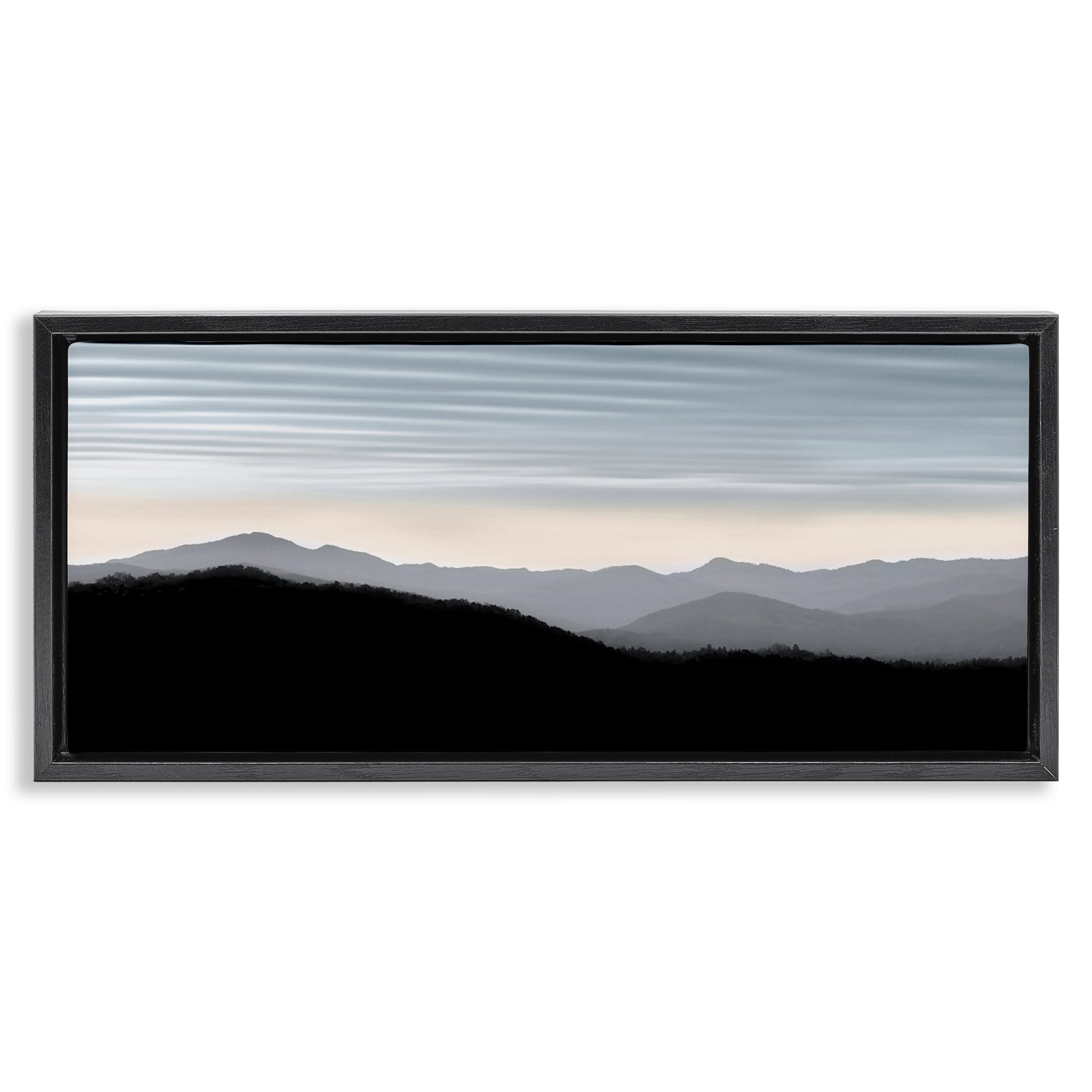 Stupell Industries Mountains with Rippled Sky Landscape & Nature Photography Black Floater Framed Canvas Art Print Wall Art, 31 x 14