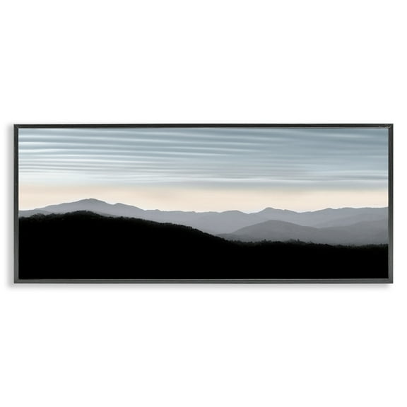 Stupell Industries Mountains with Rippled Sky Landscape & Nature Photography Black Framed Art Print Wall Art, 24 x 10
