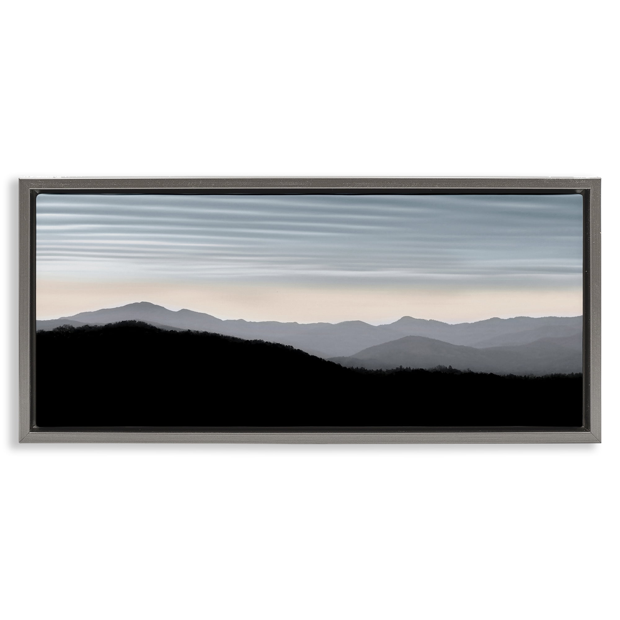 Stupell Industries Mountains with Rippled Sky Landscape & Nature Photography Gray Floater Framed Canvas Art Print Wall Art, 31 x 14