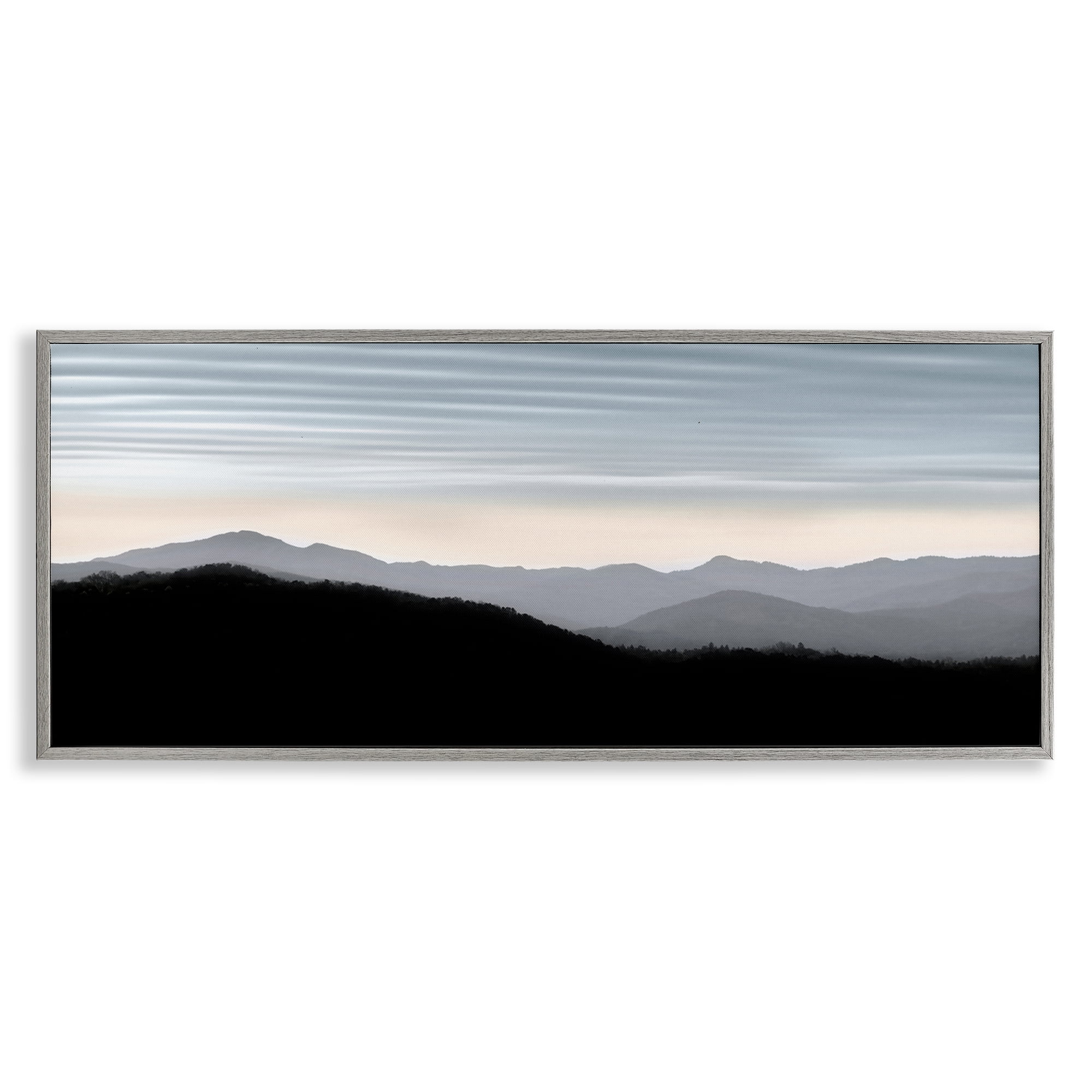 Stupell Industries Mountains with Rippled Sky Landscape & Nature Photography Gray Framed Art Print Wall Art, 24 x 10