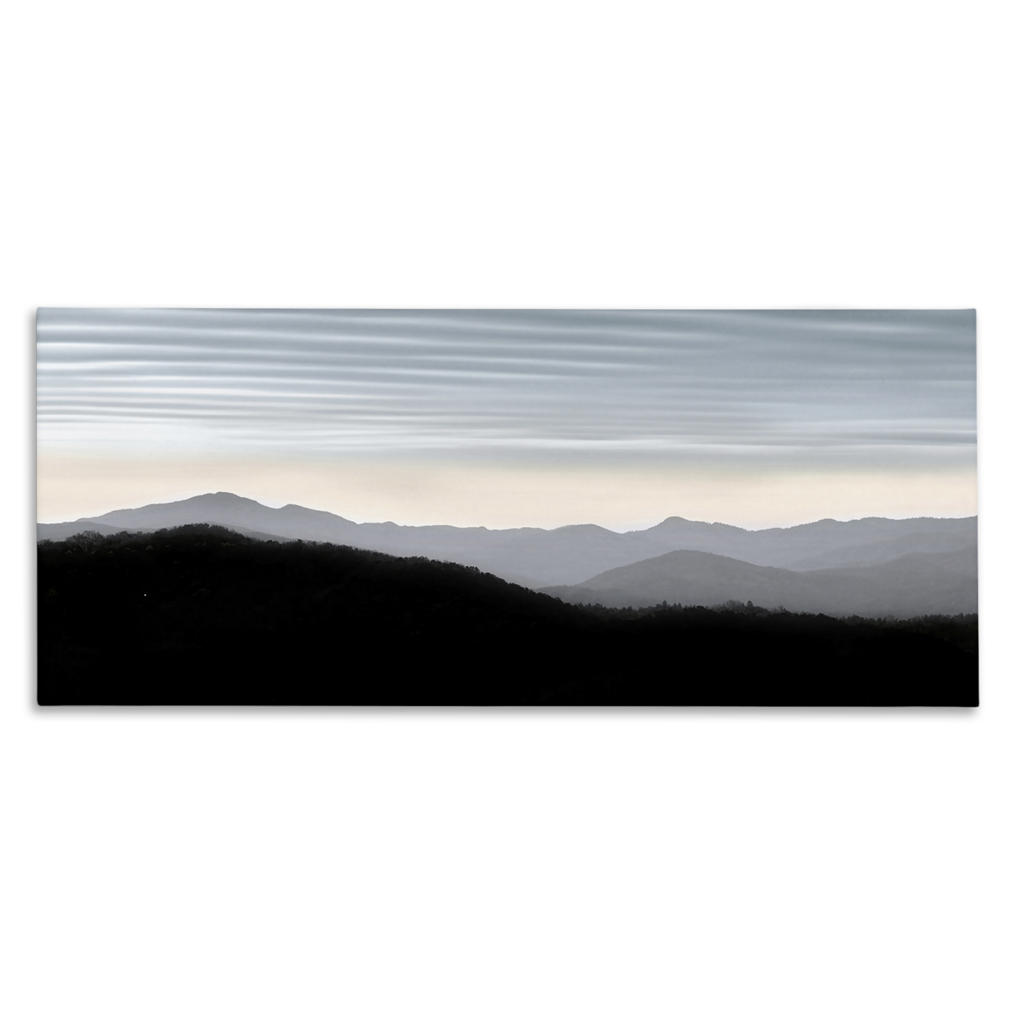 Stupell Industries Mountains with Rippled Sky Landscape & Nature Photography Wrapped Canvas Art Print Wall Art, 30 x 13