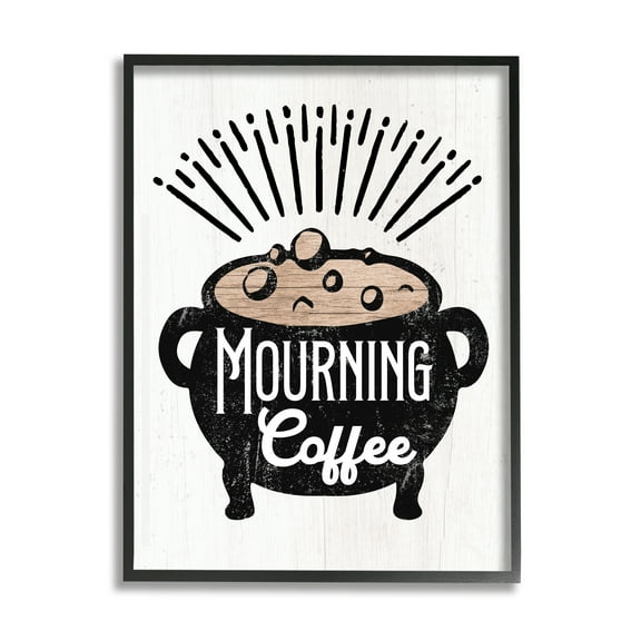 Stupell Industries Mourning Coffee Cauldron Holiday Painting Black Framed Art Print Wall Art, 11 x 14