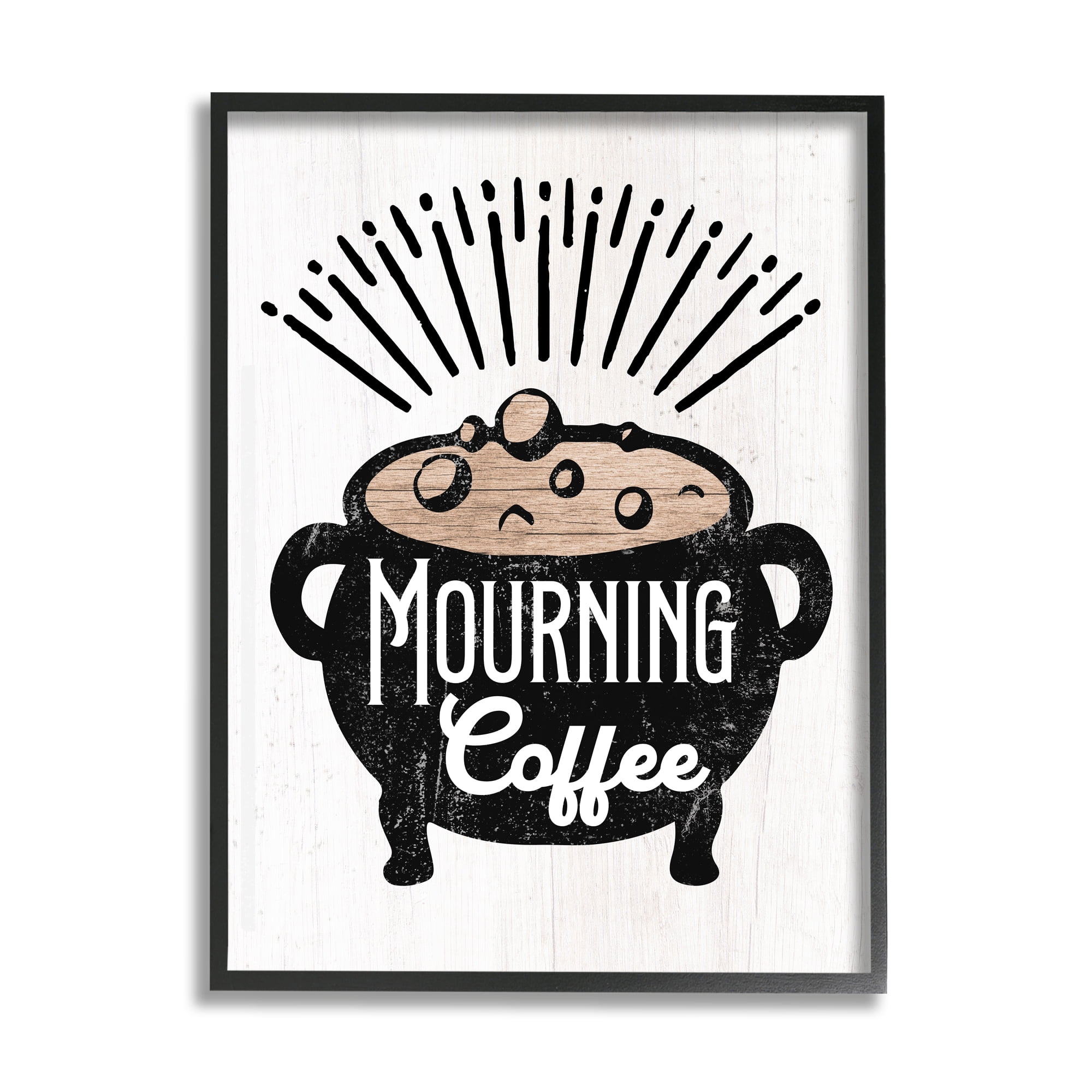Stupell Industries Mourning Coffee Cauldron Holiday Painting Black Framed Art Print Wall Art, 24 x 30