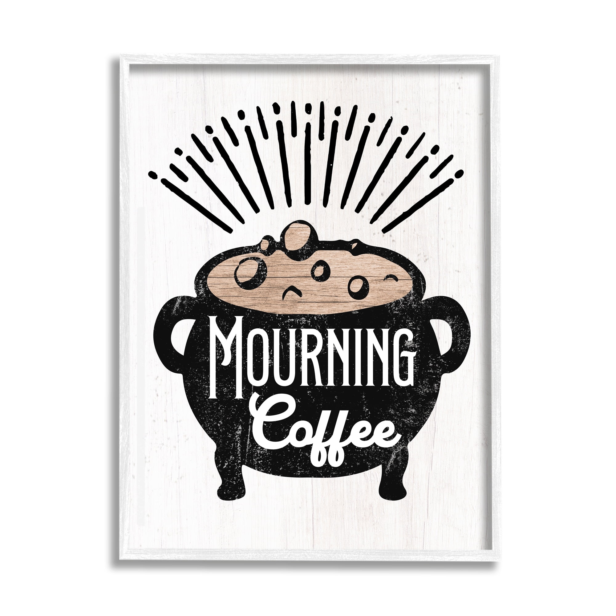 Stupell Industries Mourning Coffee Cauldron Holiday Painting White Framed Art Print Wall Art, 24 x 30