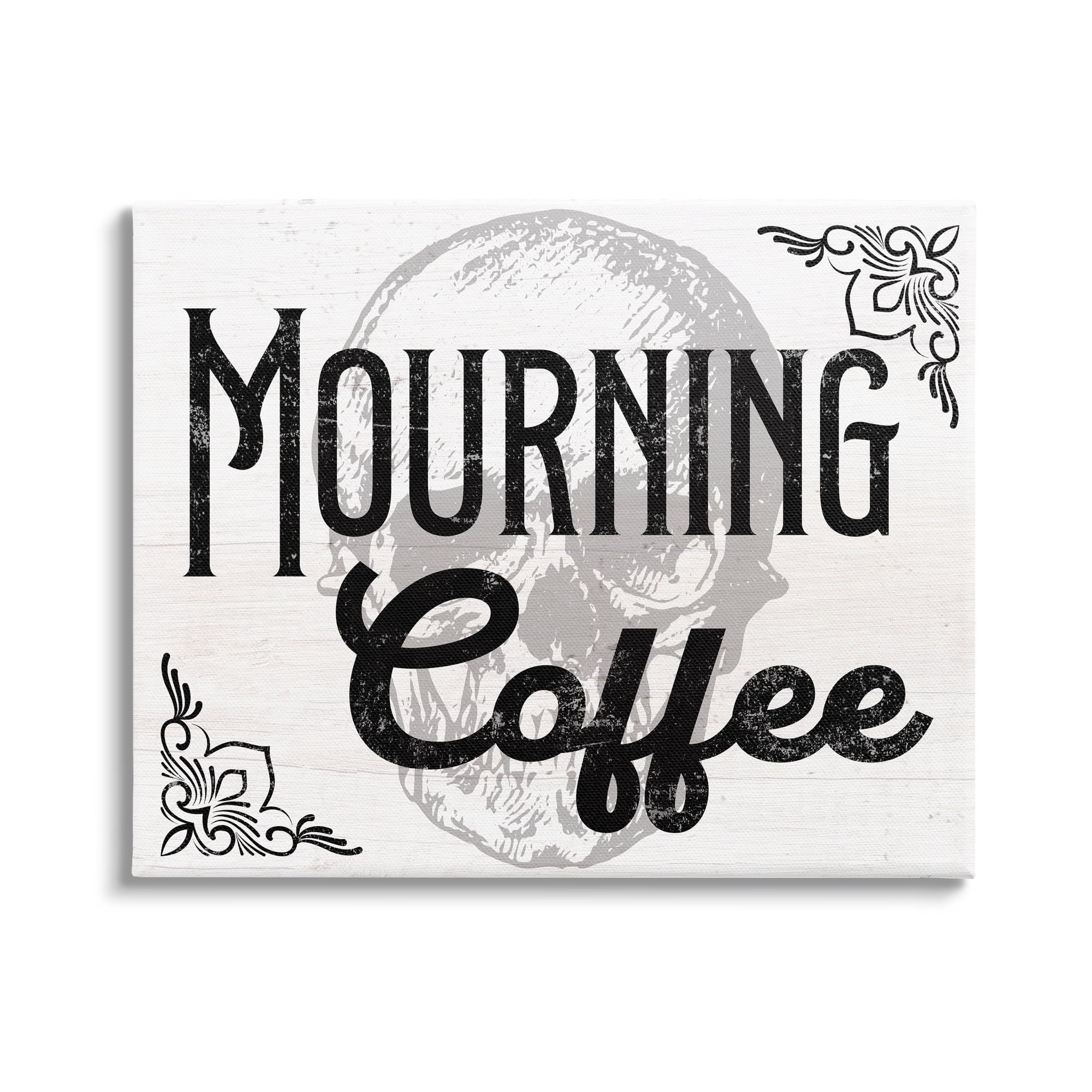 Stupell Industries Mourning Coffee Skull Holiday Painting Gallery Wrapped Canvas Art Print Wall Art, 30 x 24