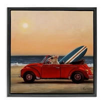 Stupell Industries Mouse Beach Coast Cruise Animals & Insects Painting Black Floater Framed Canvas Art Print Wall Art, 18 x 18