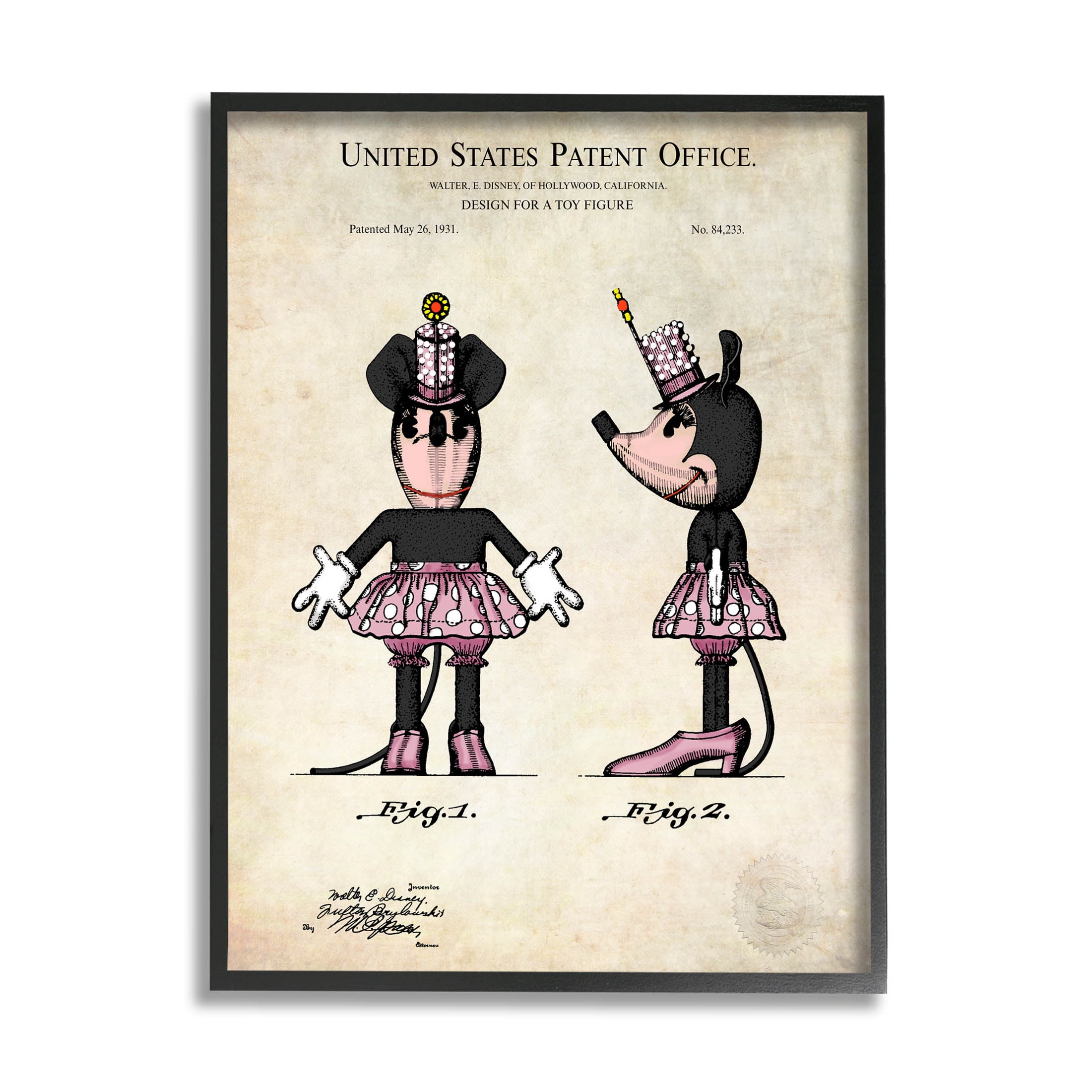 Stupell Industries Mouse Character Figure Diagram Graphic Art Black Framed Art Print Wall Art, Design by Karl Hronek