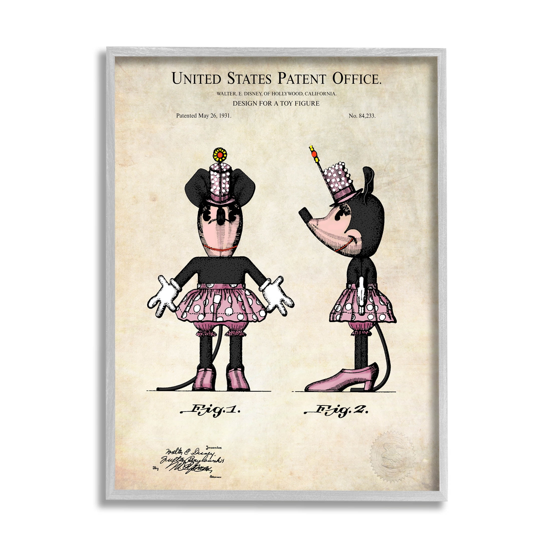 Stupell Industries Mouse Character Figure Diagram Graphic Art Gray Framed Art Print Wall Art, Design by Karl Hronek