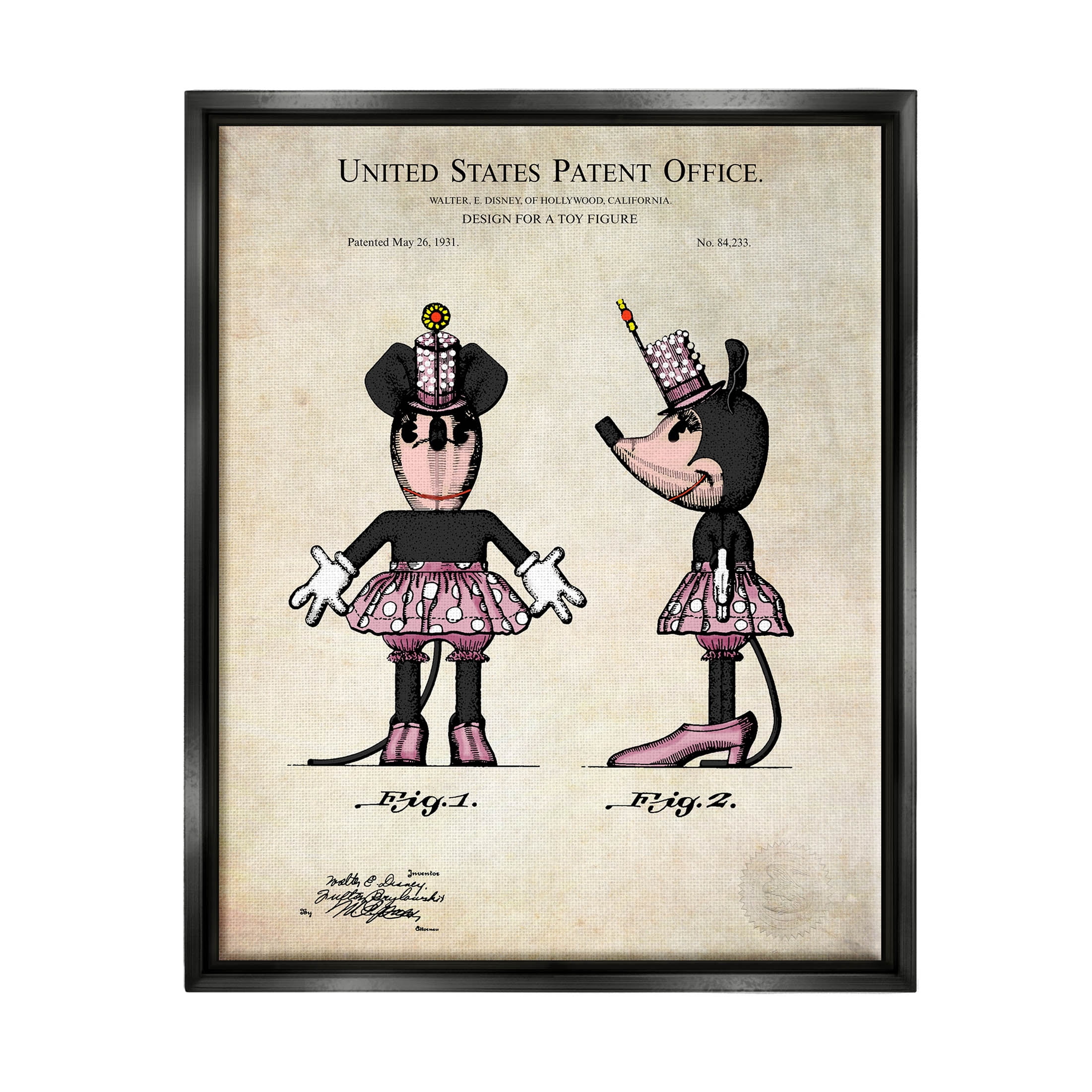Stupell Industries Mouse Character Figure Diagram Graphic Art Jet Black Floating Framed Canvas Print Wall Art, Design by Karl Hronek