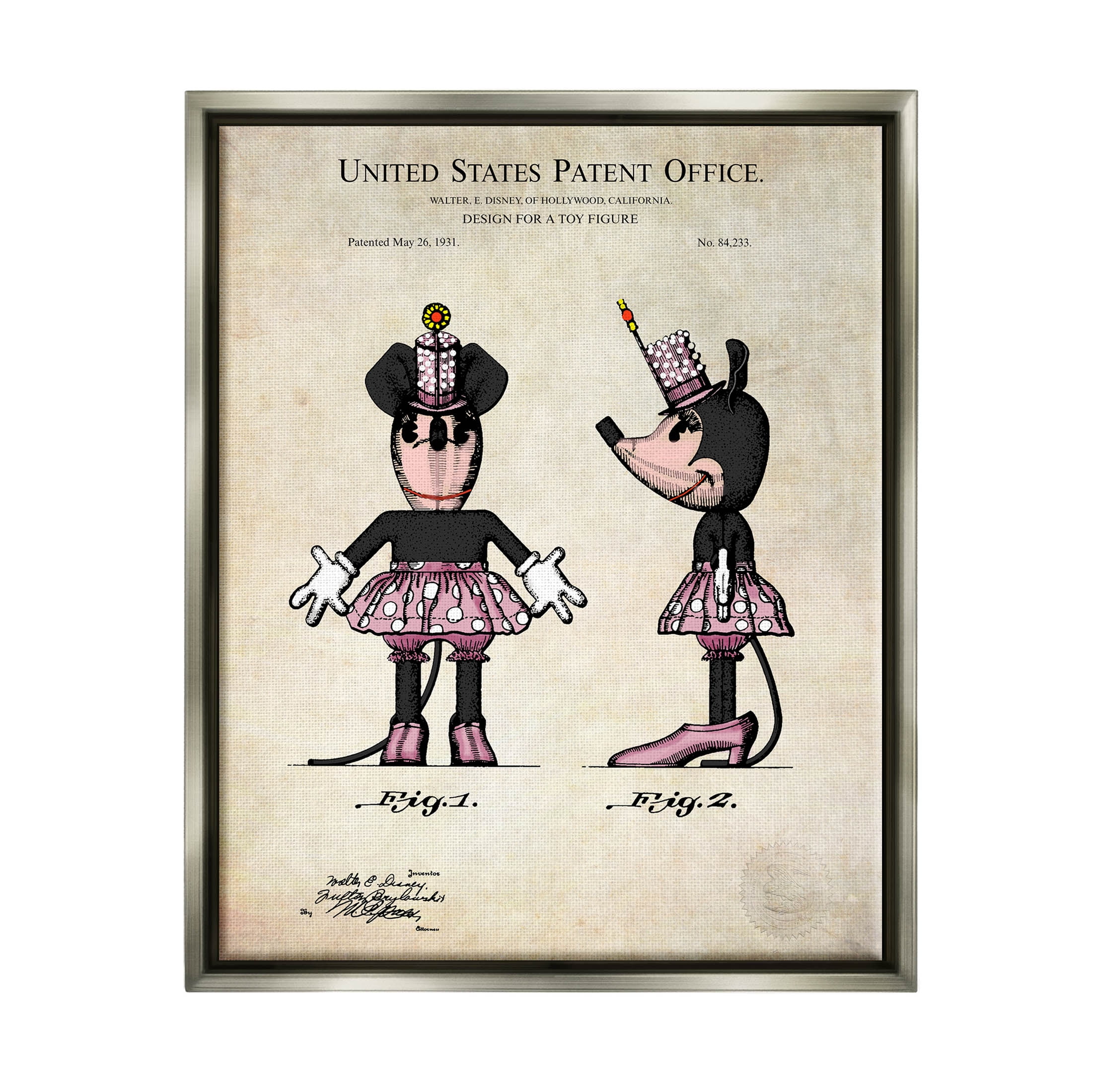 Stupell Industries Mouse Character Figure Diagram Graphic Art Luster Gray Floating Framed Canvas Print Wall Art, Design by Karl Hronek