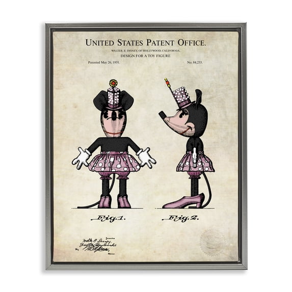 Stupell Industries Traditional Mouse Character Figure Diagram Gray Floating Frame Canvas Art, 25 x 31, by Karl Hronek