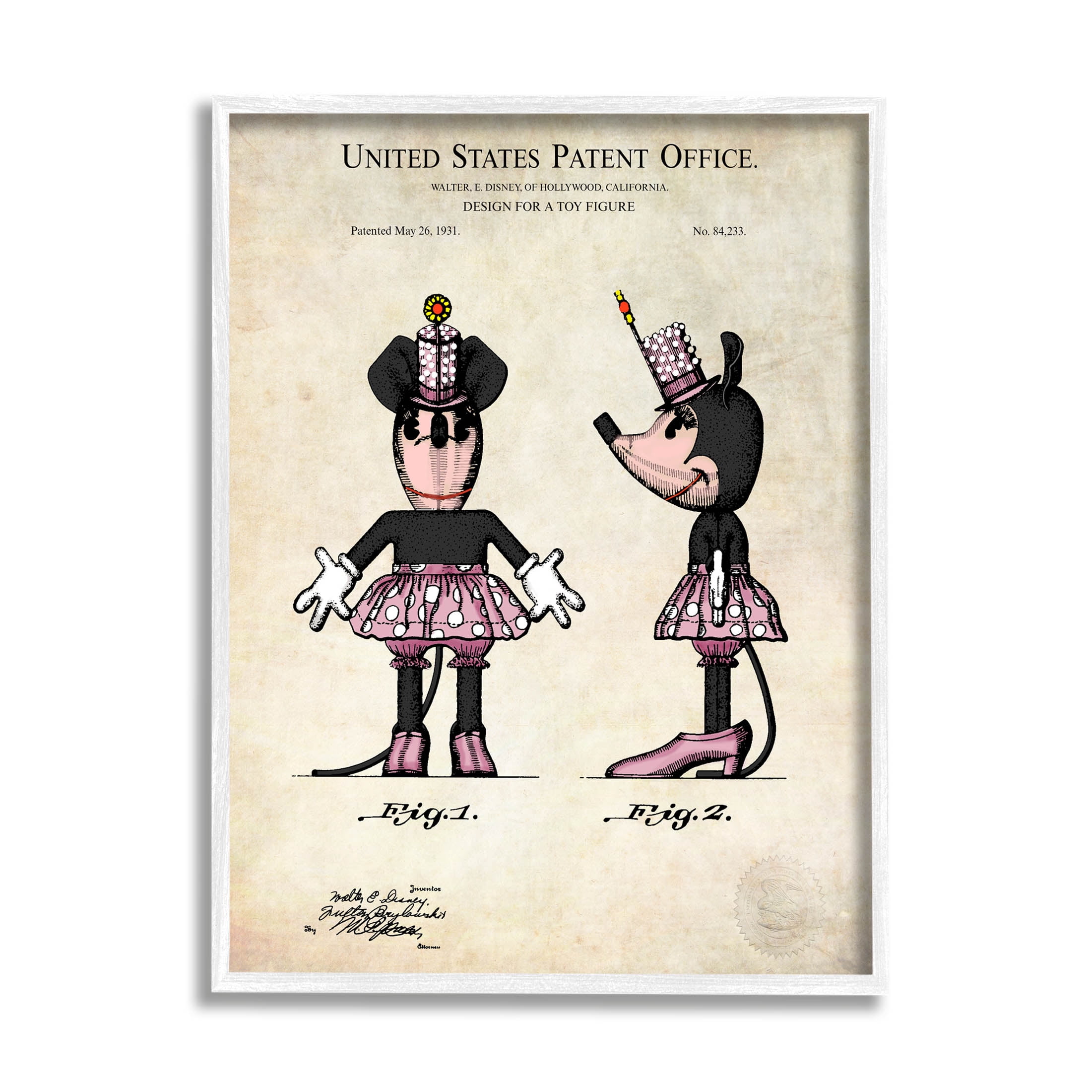 Stupell Industries Mouse Character Figure Diagram Graphic Art White Framed Art Print Wall Art, Design by Karl Hronek