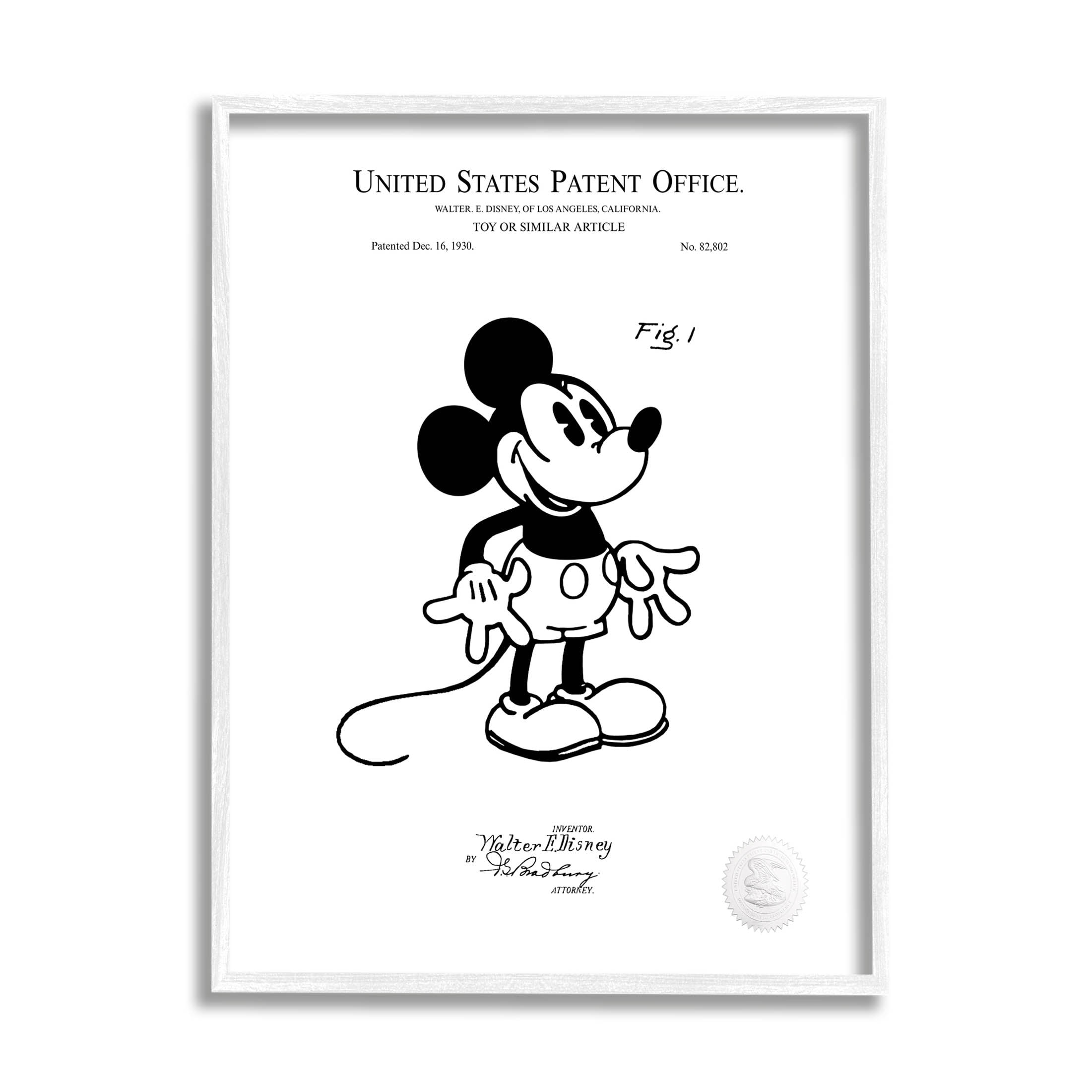 Stupell Industries Mouse Character Toy Diagram Graphic Art White Framed Art Print Wall Art, Design by Karl Hronek