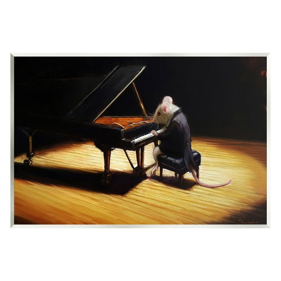 Stupell Industries Mouse Musician Playing Grand Piano Stage Spotlight Painting Unframed Art Print Wall Art, Design by Lucia Heffernan