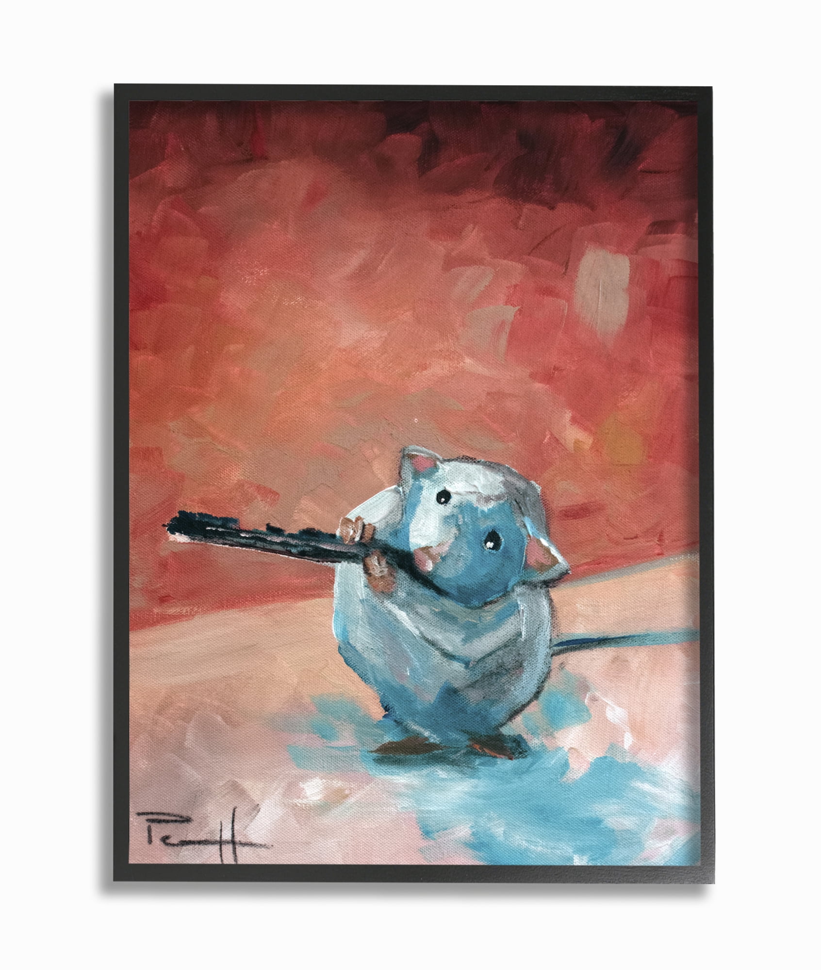 Stupell Industries Mouse Performance Funny Blue Red Animal Painting Framed Wall Art by Sean Parnell