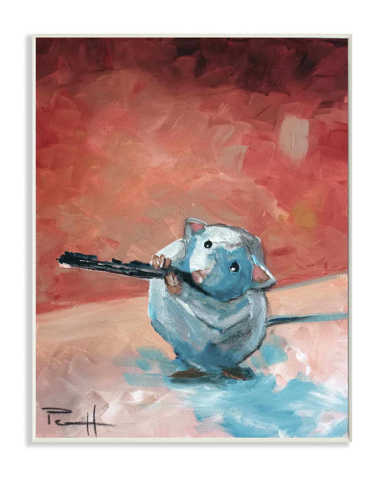 Stupell Industries Mouse Performance Funny Blue Red Animal Painting Unframed Art Print Wall Art, 13x19, by Sean Parnell