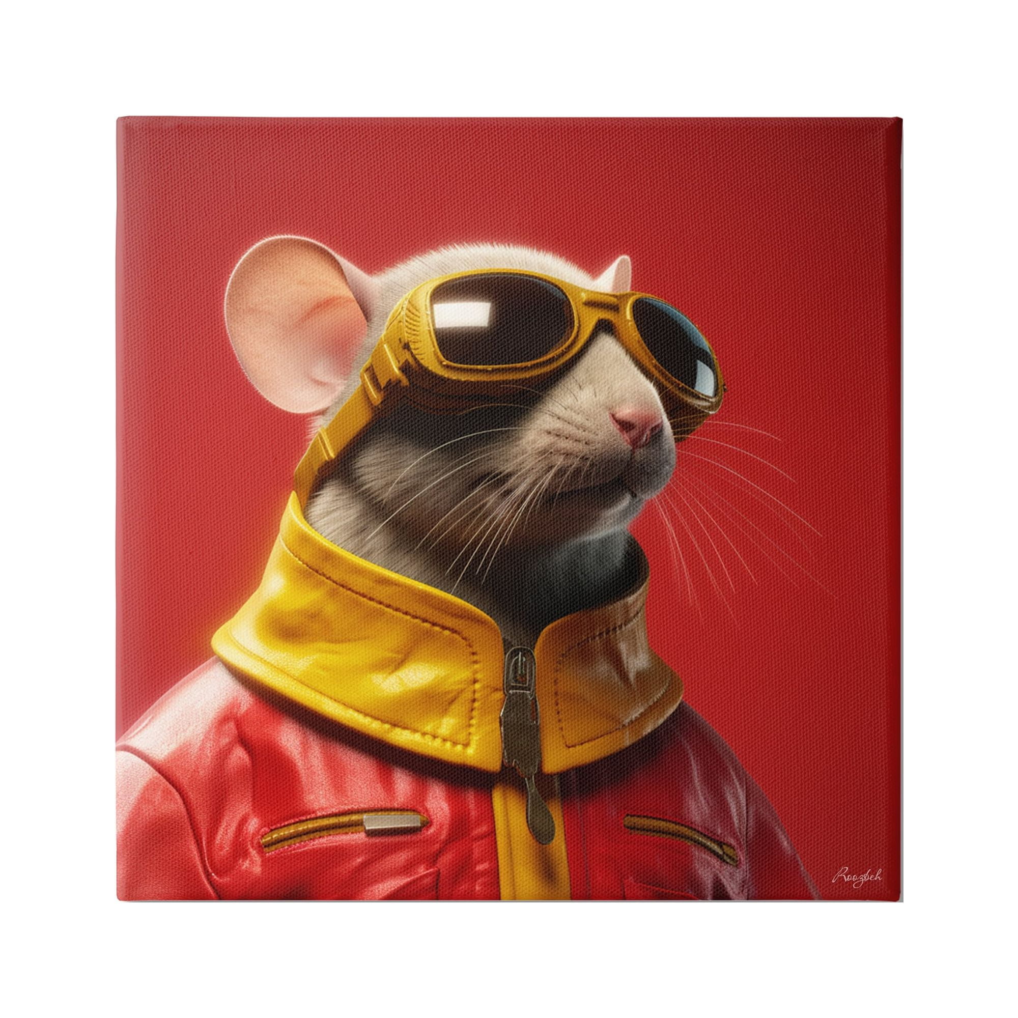 Stupell Industries Mouse in Red Portrait Animals & Insects Painting Gallery Wrapped Canvas Art Print Wall Art, 36 x 36