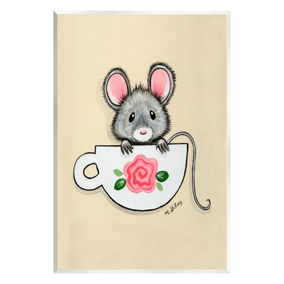 Stupell Industries Mouse in Teacup Animals & Insects Painting Unframed Art Print Wall Art, 10 x 15