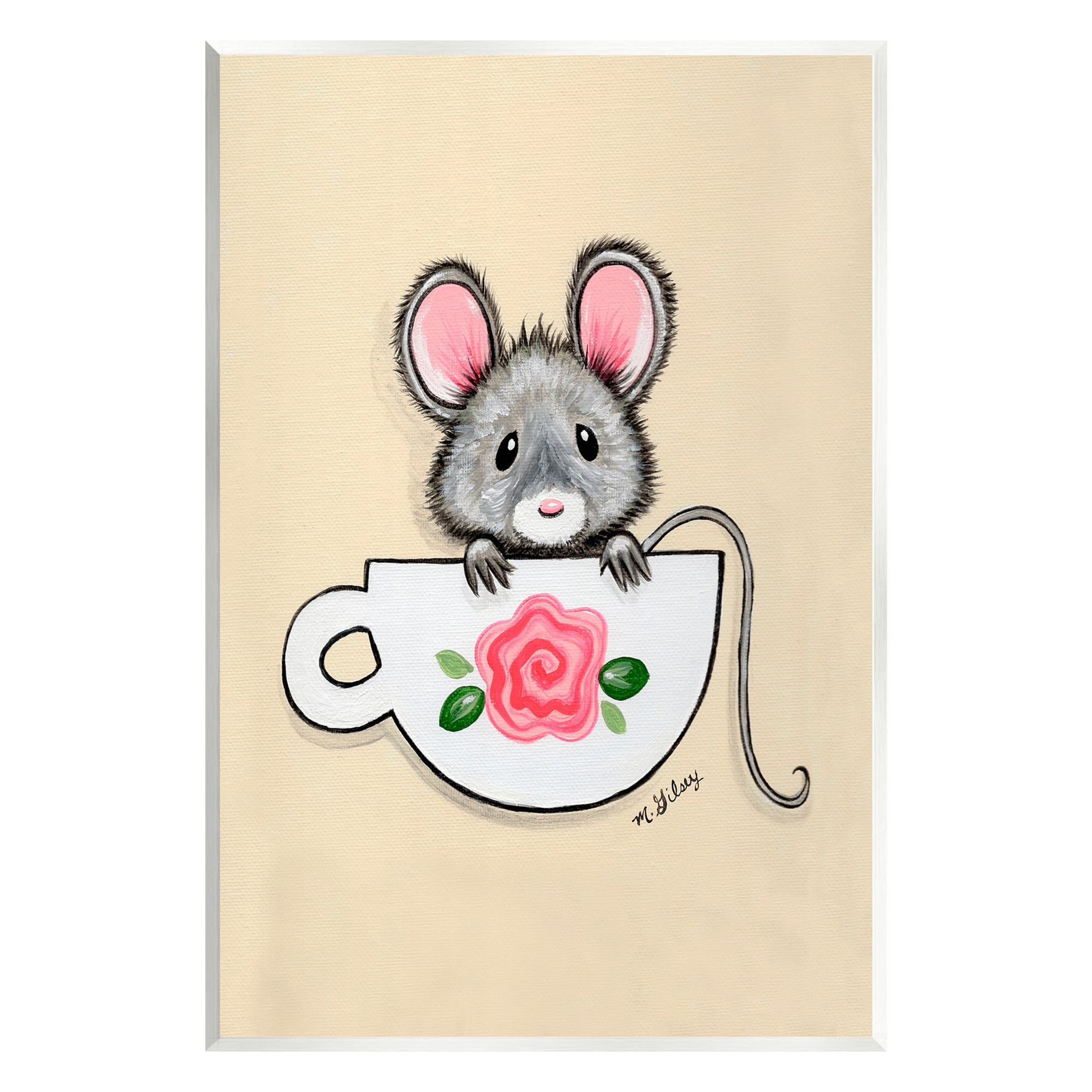 Stupell Industries Mouse in Teacup Animals & Insects Painting Unframed Art Print Wall Art, 13 x 19