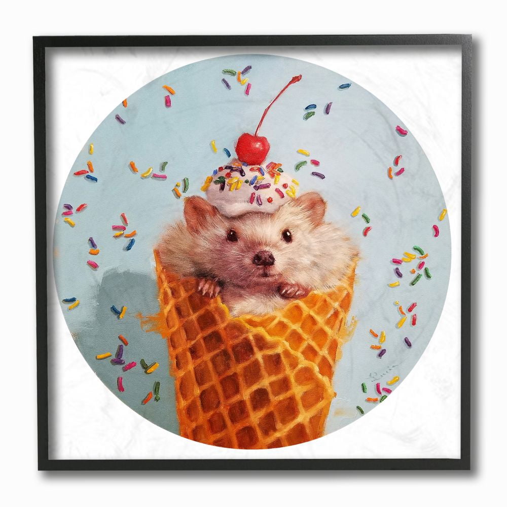 Stupell Industries Mouse with Cherry Desert Ice Cream Cone Painting Designed by Lucia Heffernan