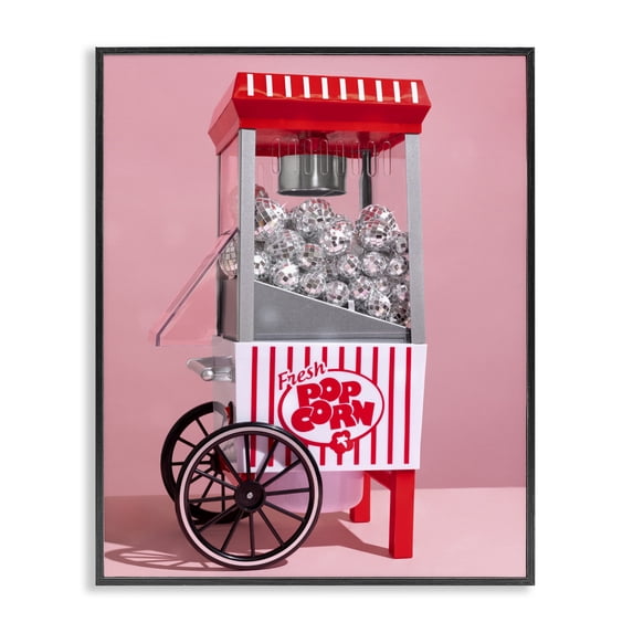 Stupell Industries Glam Movie Popcorn with Disco Balls Black Framed Giclee Art, 16 x 20, by LISH Creative