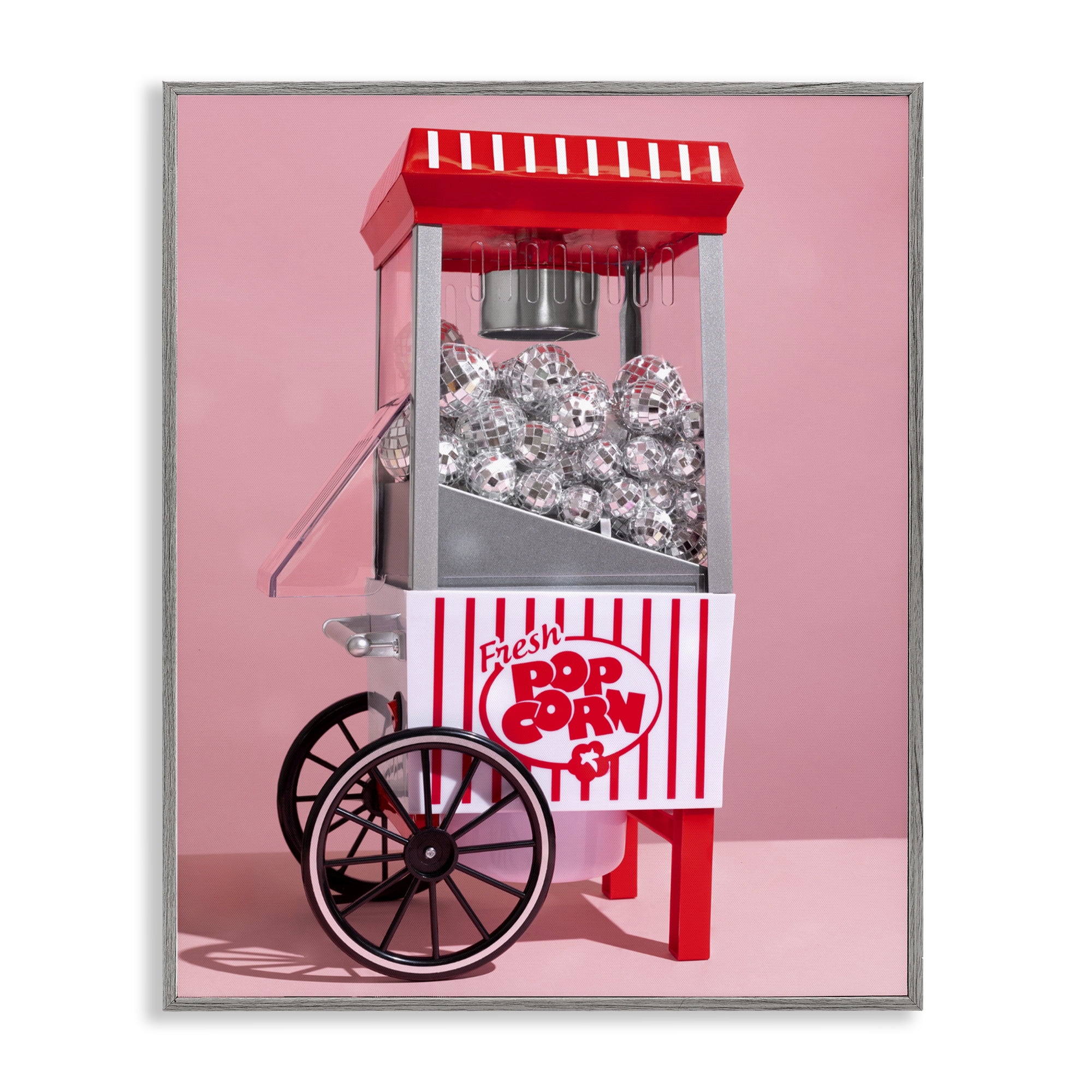 Stupell Industries Movie Popcorn with Disco Balls Gray Framed Giclee Art, design by LISH Creative