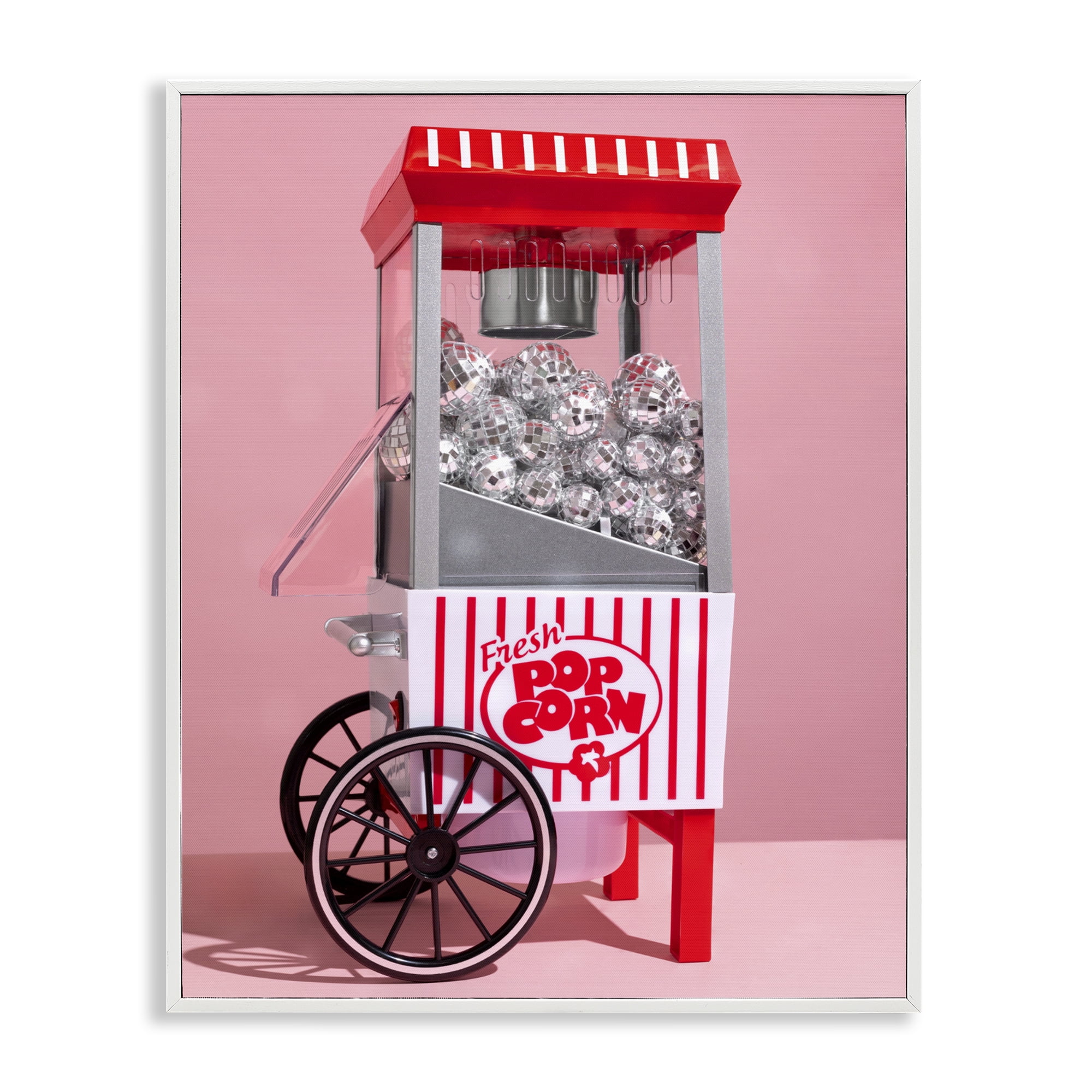 Stupell Industries Movie Popcorn with Disco Balls White Framed Giclee Art, design by LISH Creative