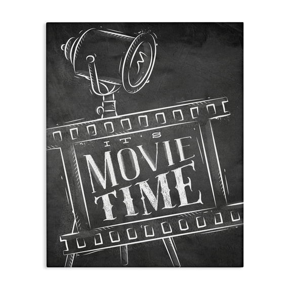 Stupell Industries Movie Time Film Phrase Movies and Television Painting Wrapped Canvas Canvas Art Print Wall Art, 36 x 48