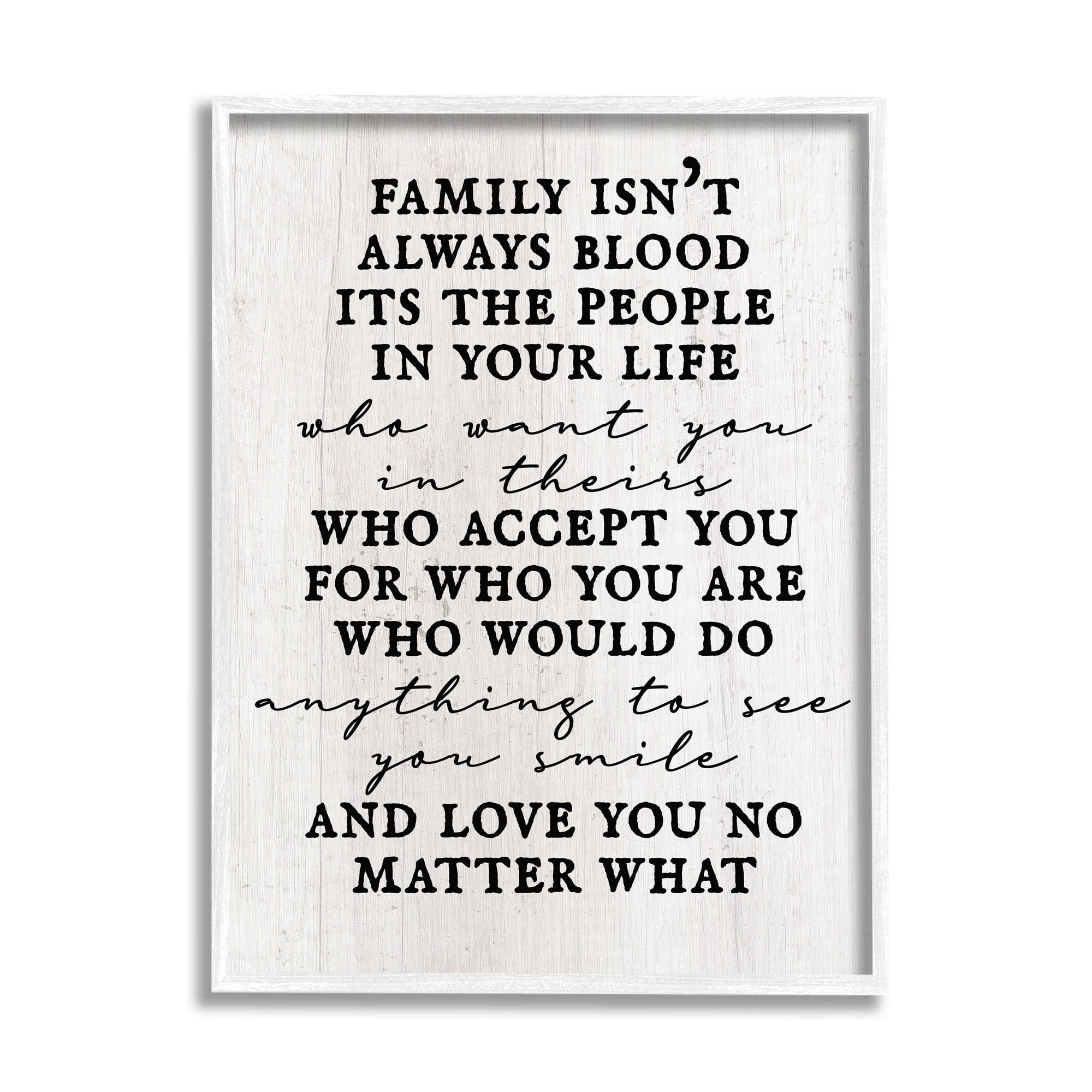 Stupell Industries Moving Family Quote Acceptance Text Plank Patterned Graphic Art White Framed Art Print Wall Art, Design by Daphne Polselli