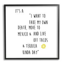 Stupell Industries Moving to Mexico Humorous Typography Phrase Yellow Accent Graphic Art Black Framed Art Print Wall Art, Design by J. Weiss