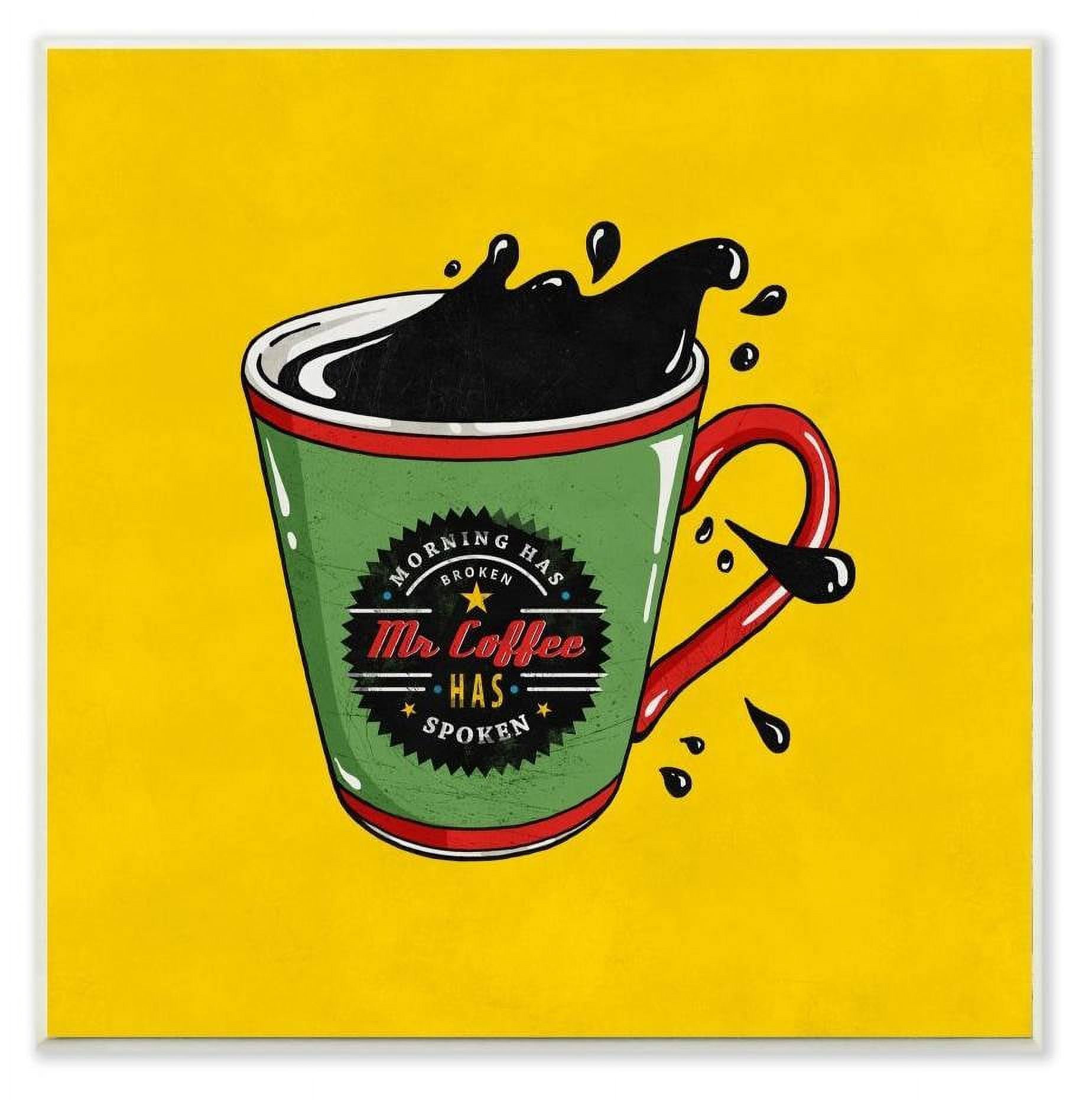 Stupell Industries Mr. Coffee Vintage Comic Book Yellow Design Wall Plaque by Ester Kay