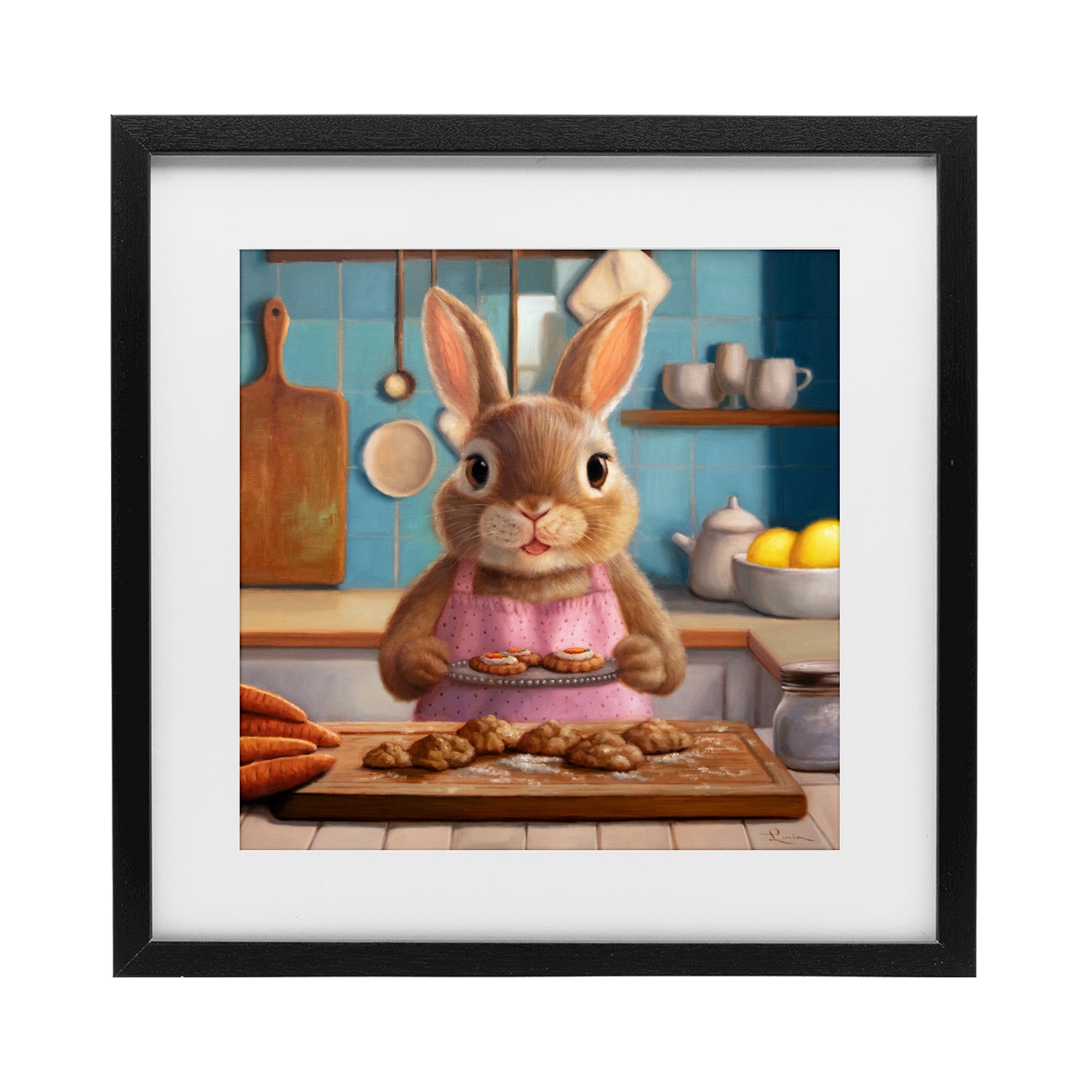 Stupell Industries Mrs. Bunny Bakewell Black Framed Print Under Glass, design by Lucia Heffernan
